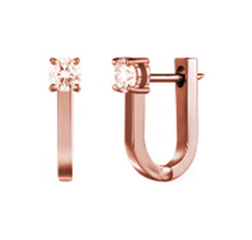 עגילים מרוז גולד צמודים לאוזן בעיצוב חצי פרח