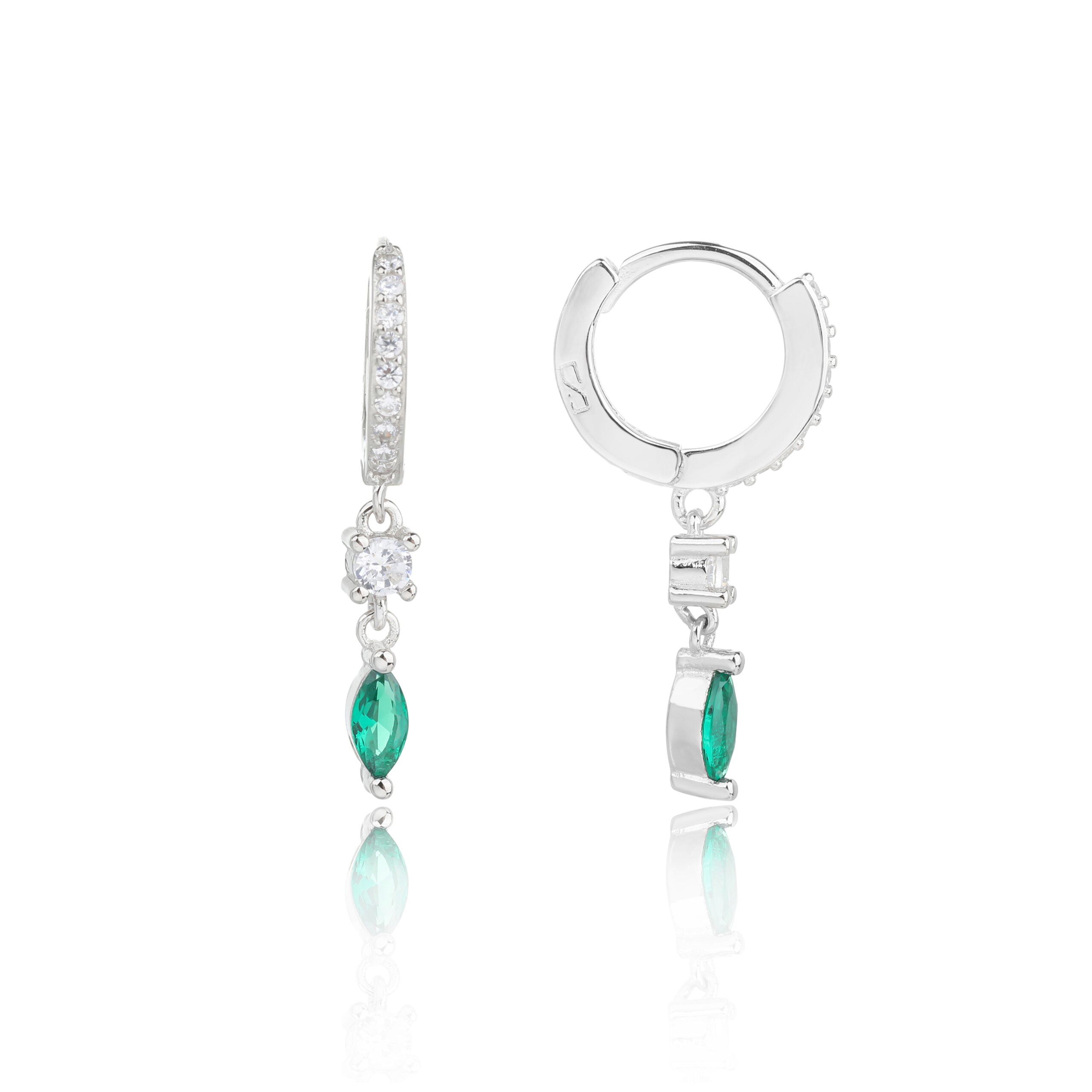 עגילים תלויים מכסף המעוצבים עם אבן חן