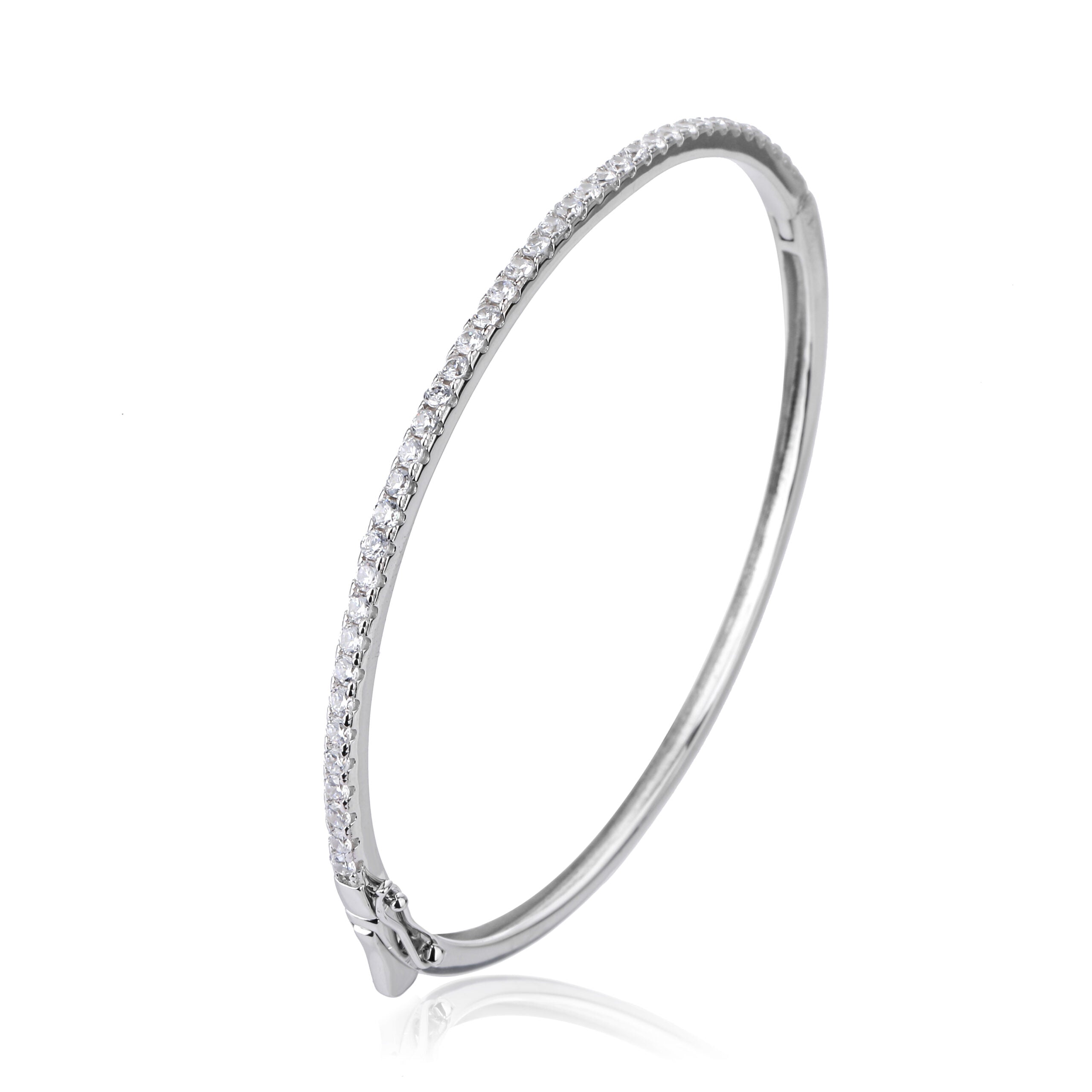 צמיד קשיח מכסף אמיתי משובץ באבני זרקון