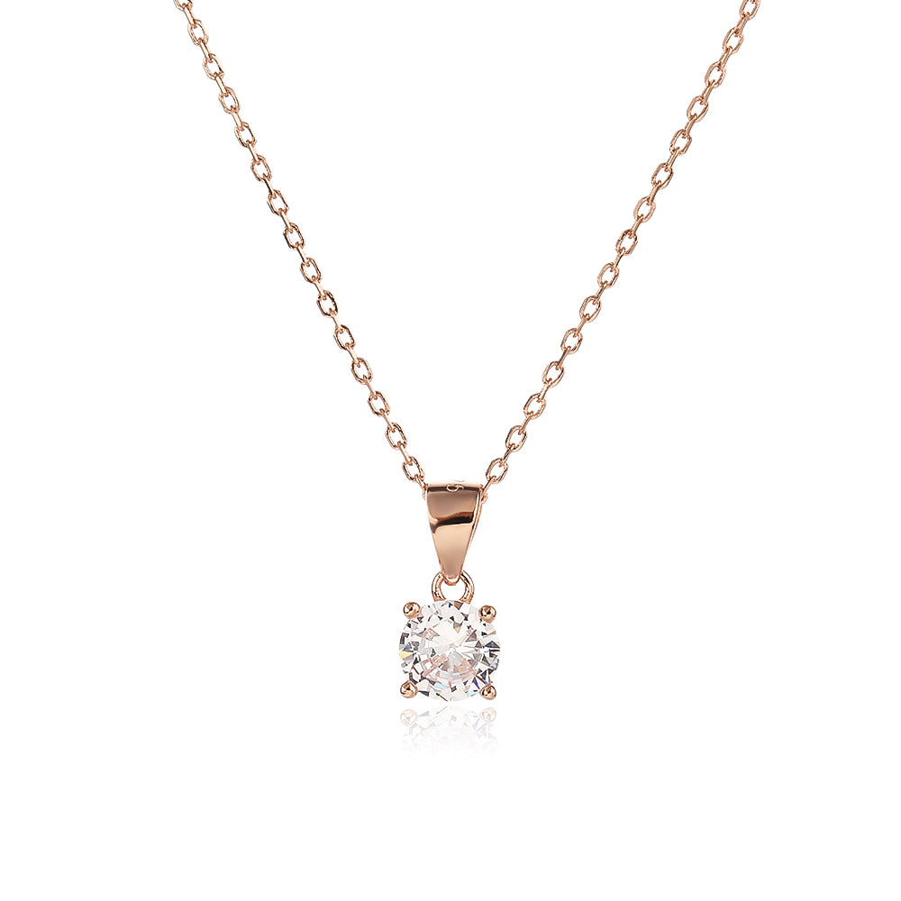 שרשרת רוז גולד עם תיליון עגול מאבן זירקון