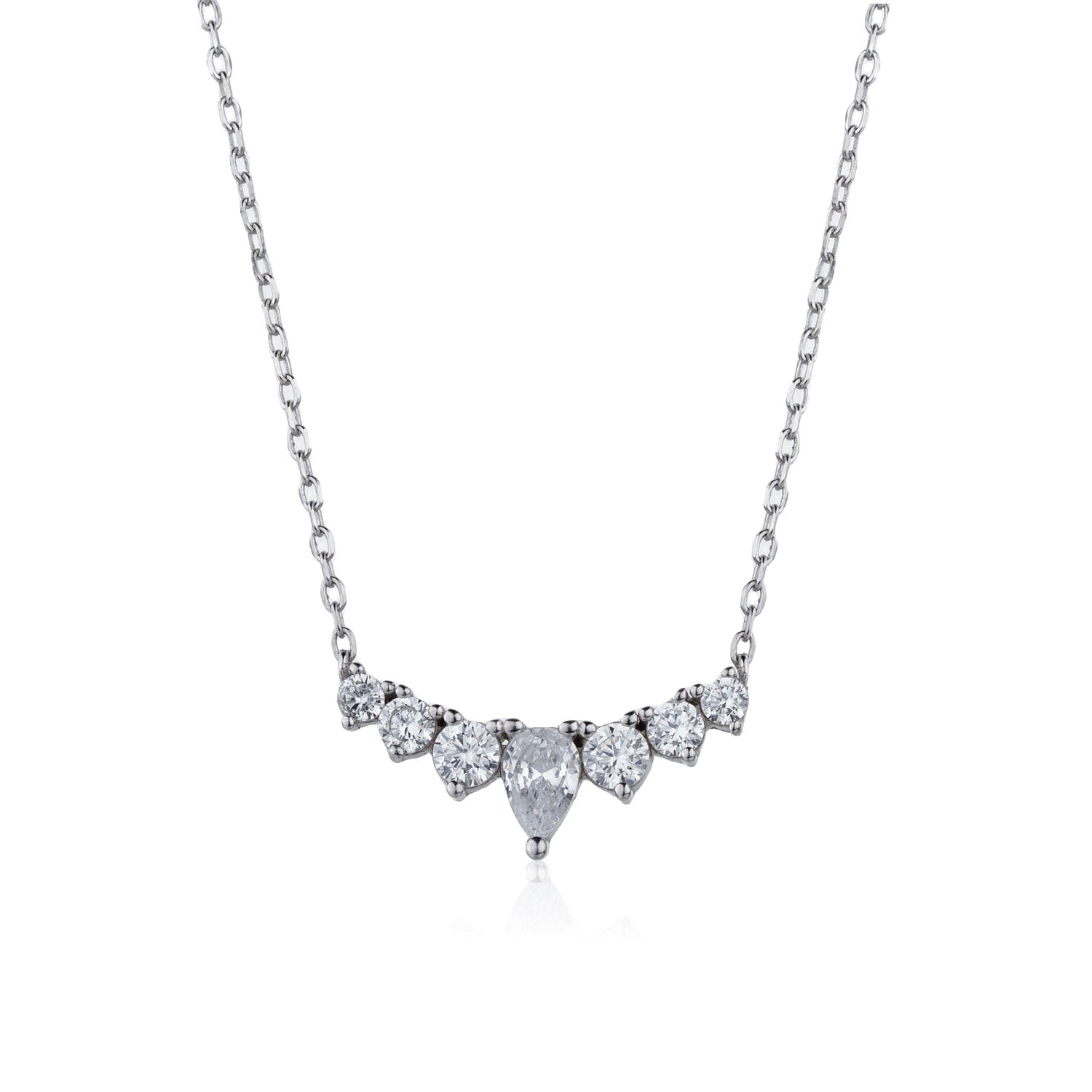 שרשרת כסף עם שבע אבני זירקון