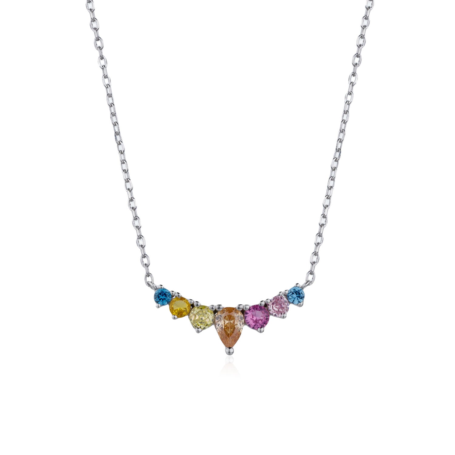 שרשרת כסף עם שבע אבני זירקון