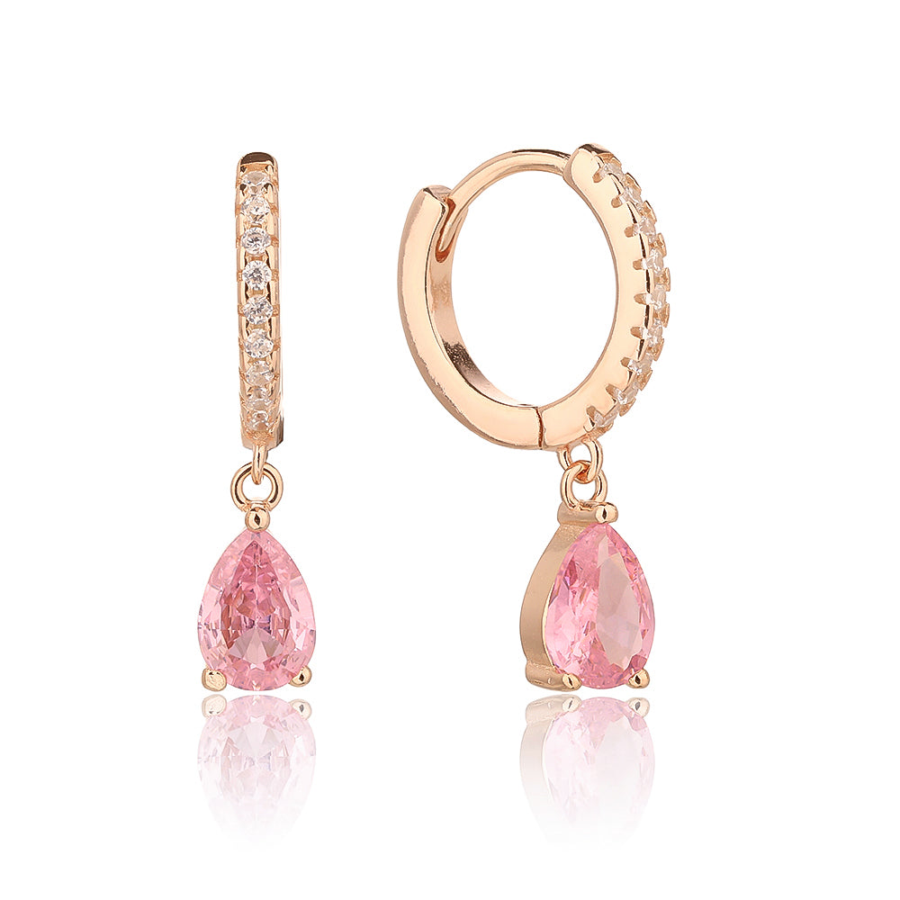 עגילים יוקרתיים המשלבים חישוק מהמם עם תיליון זירקון צבעוני