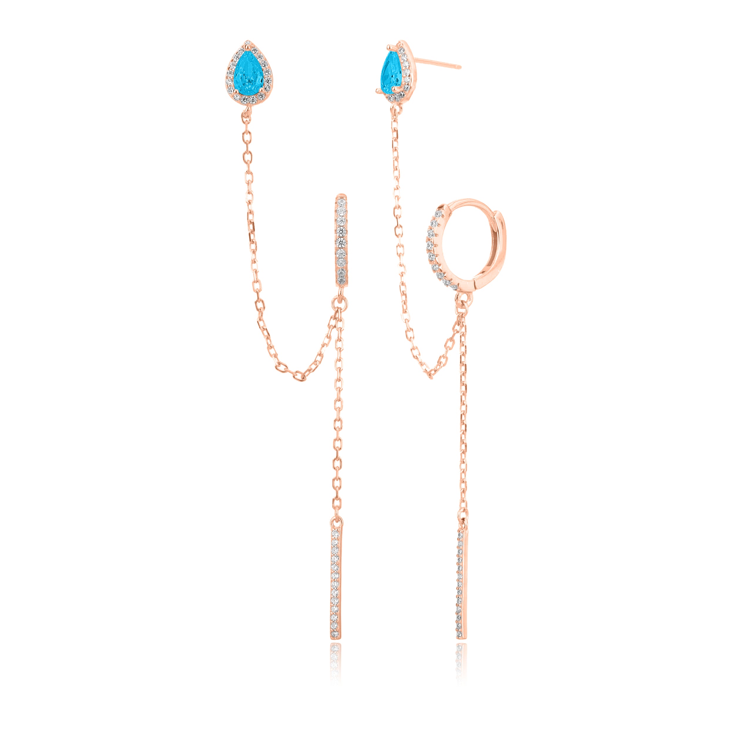 עגיל שני חורים - רוז גולד