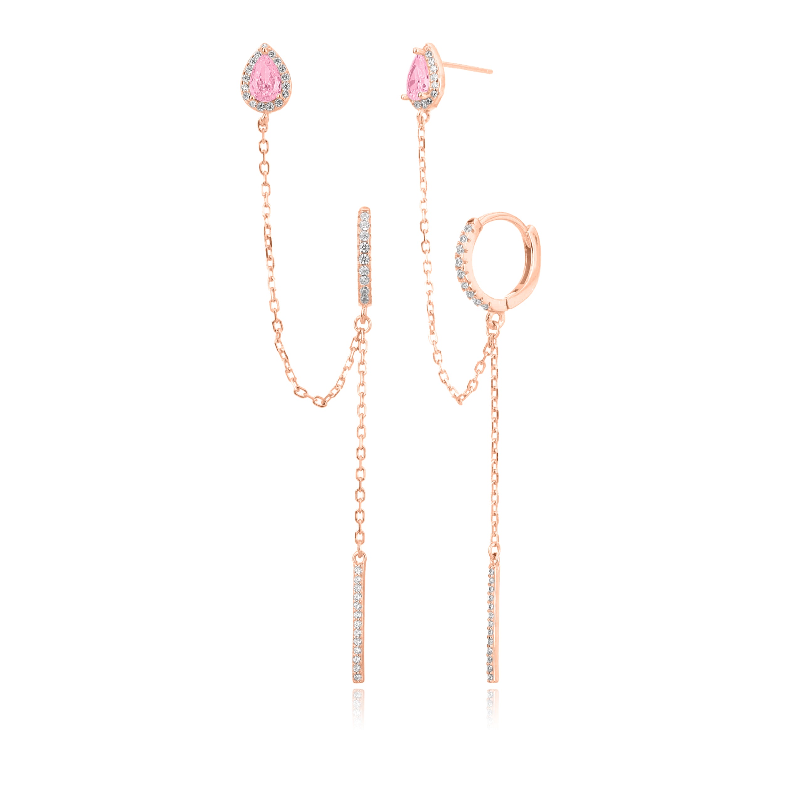 עגיל שני חורים - רוז גולד