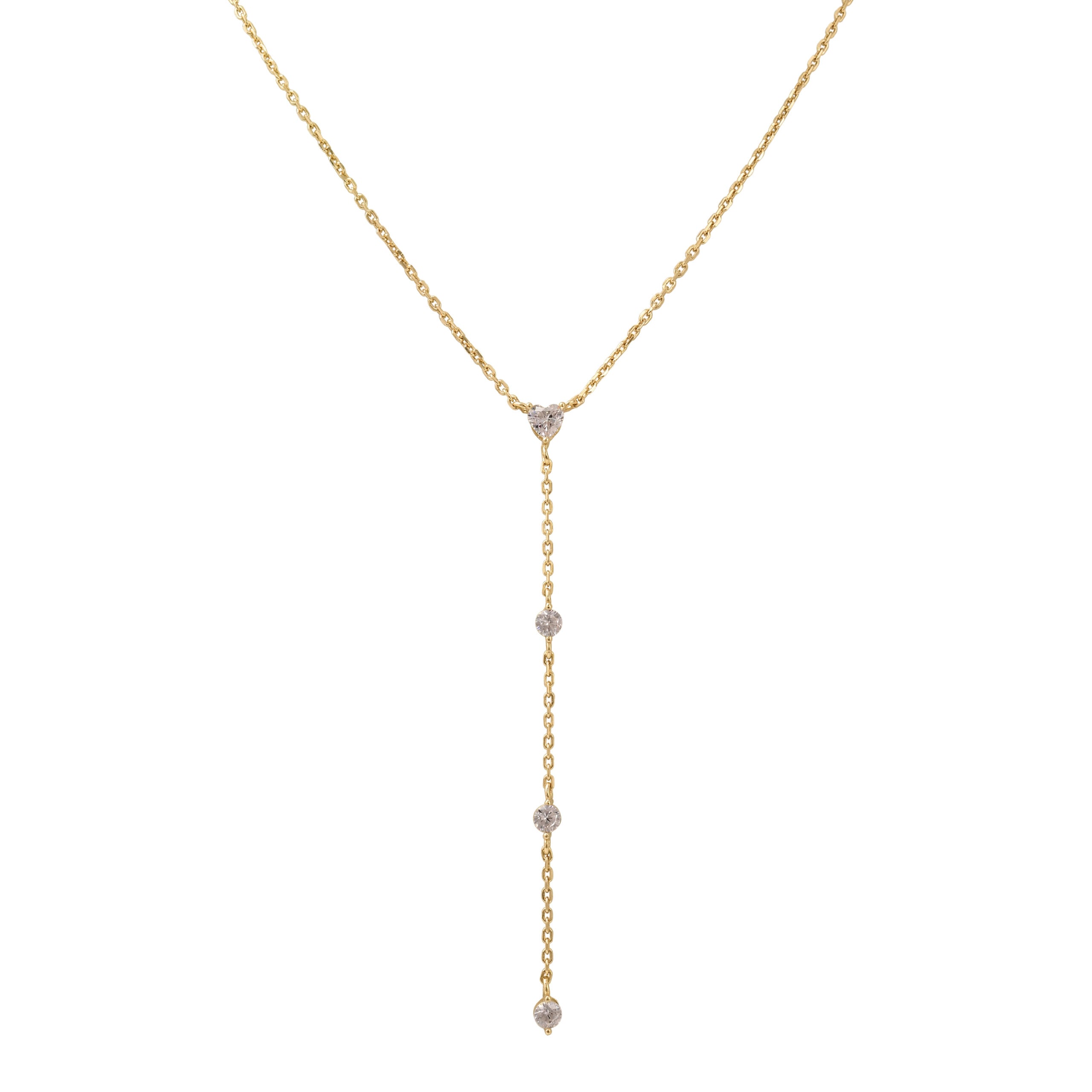 שרשרת עניבה בגימור זהב ואבני זרקון מבהיקות