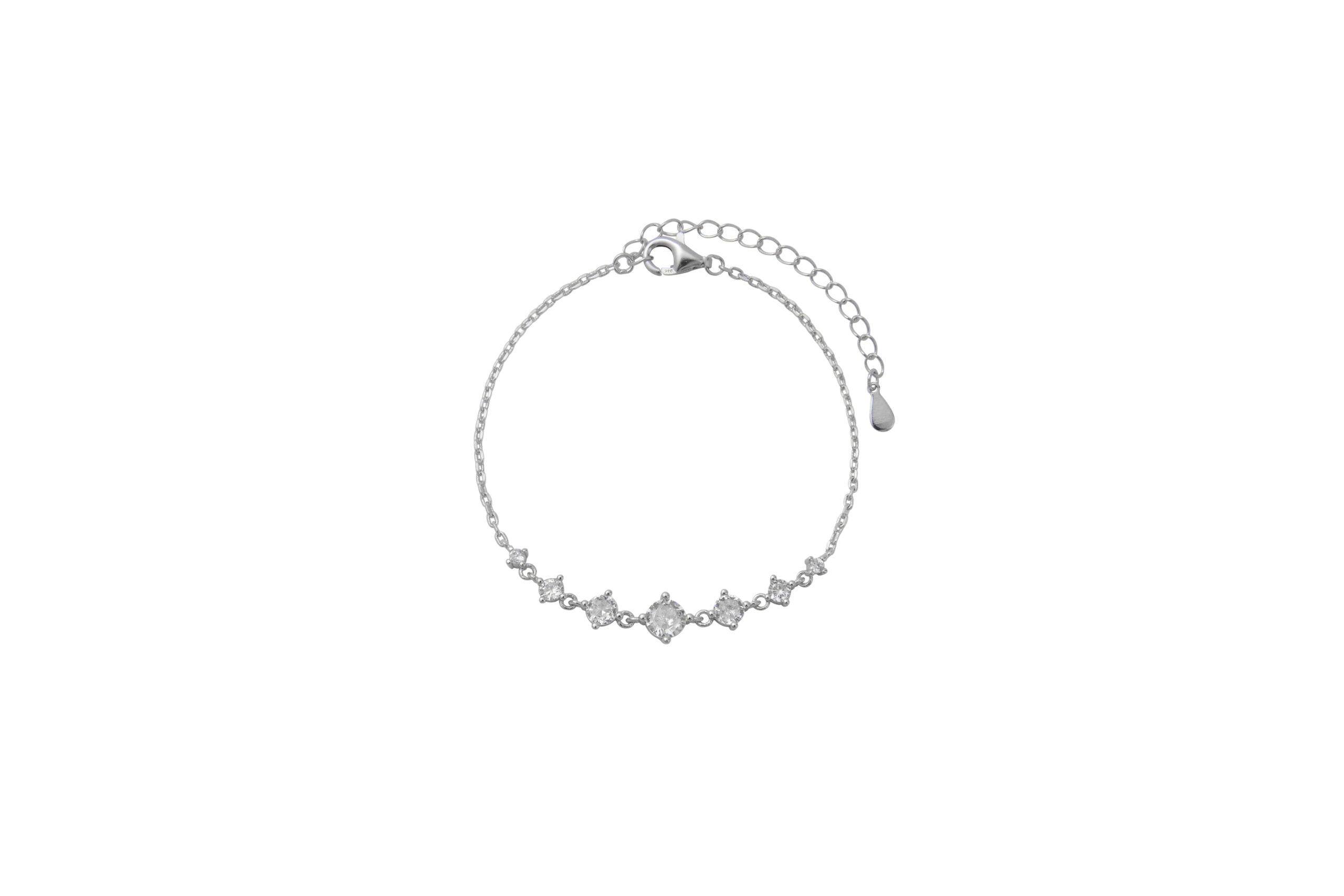 צמיד עדין מכסף אמיתי עם 7 אבני זרקון