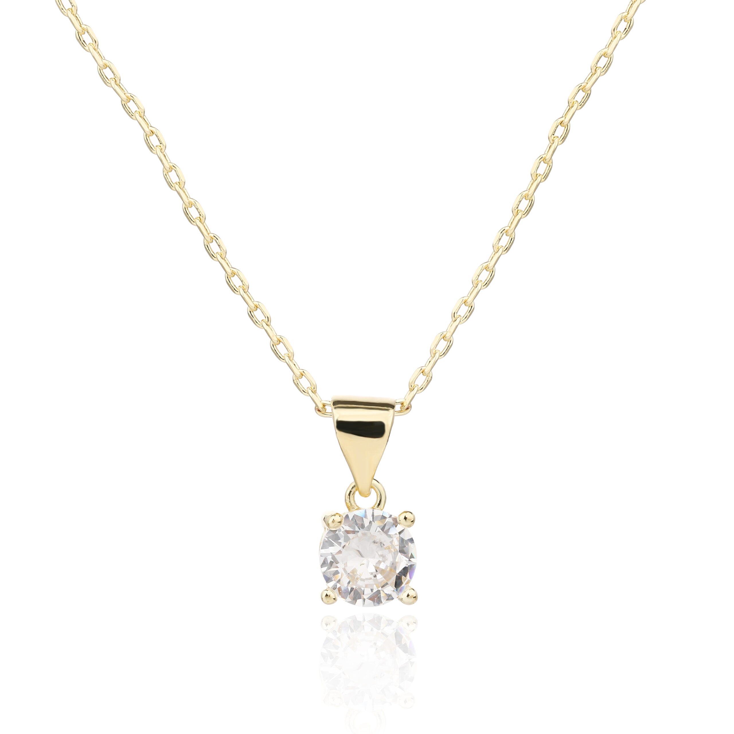 שרשרת בציפוי זהב 14 קראט עם תיליון זרקון מעוגל