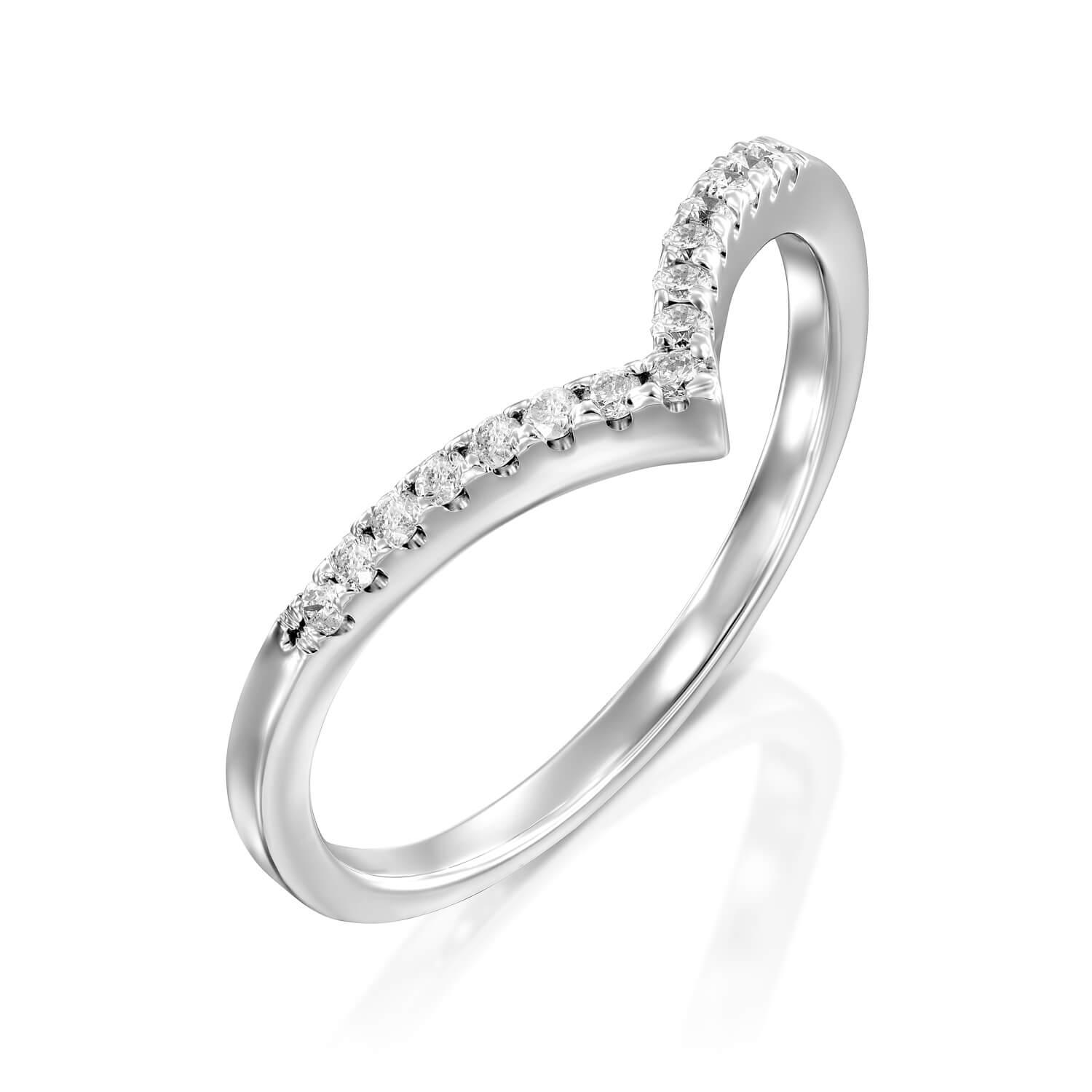 טבעת לב א-סימטרי מכסף משובצת אבני זירקון