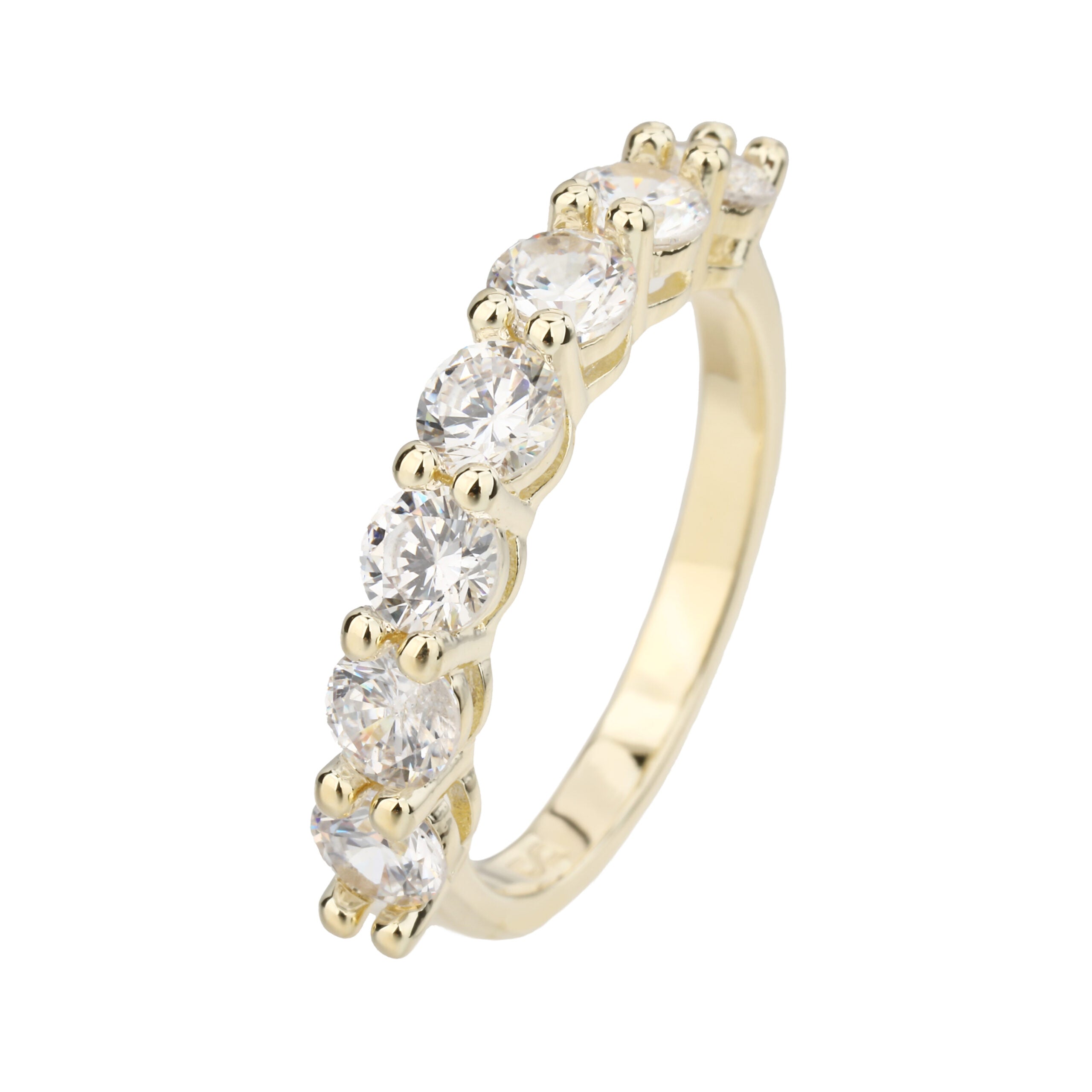 טבעת בציפוי זהב עם 7 אבני זרקון משובצות