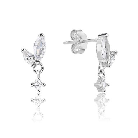 עגילי כסף עם אבני זירקון בתצורת טיפה