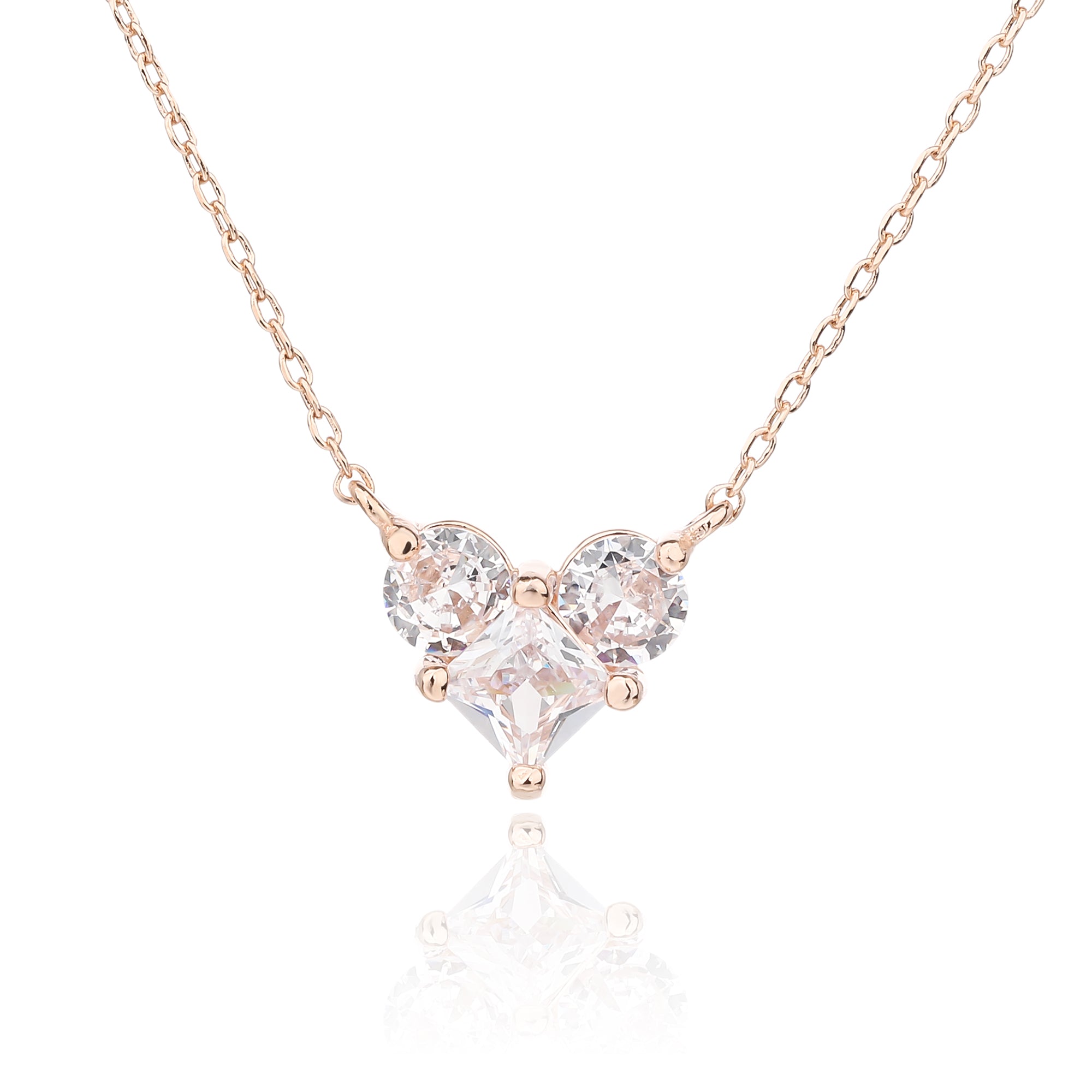 שרשרת רוז גולד עם שלוש אבני זרקון המשלימות זו את זו