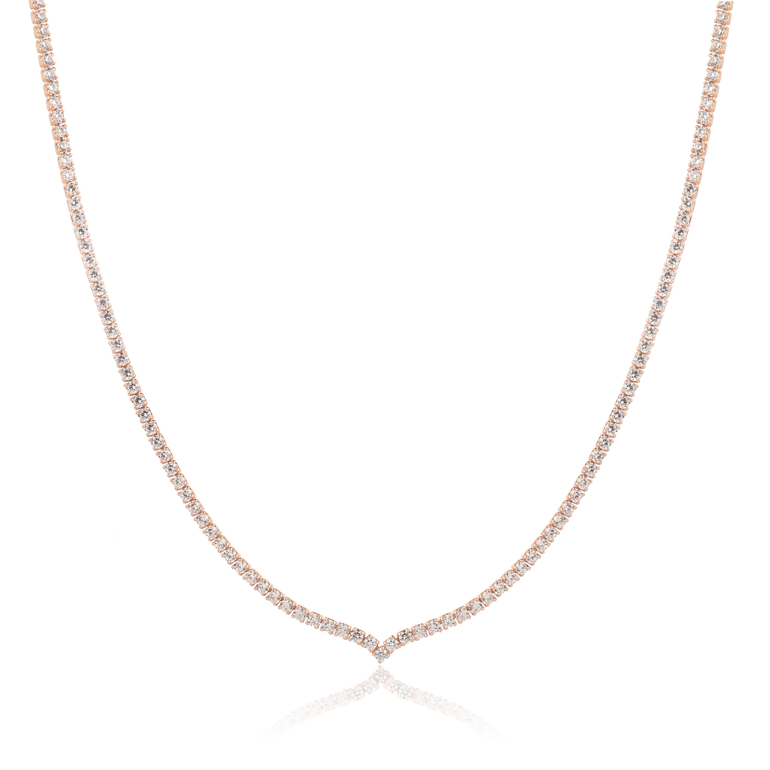 שרשרת רוז גולד צ'וקר בשיבוץ אבני זירקון