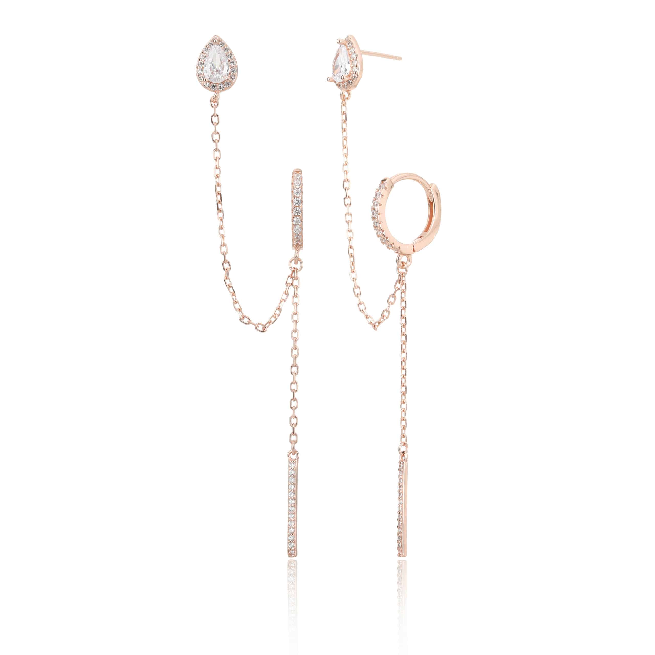 עגיל שני חורים - רוז גולד