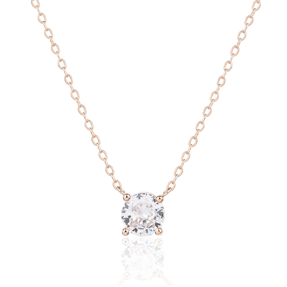 שרשרת רוז גולד עם תיליון שהוא אבן זרקון עגולה גדולה