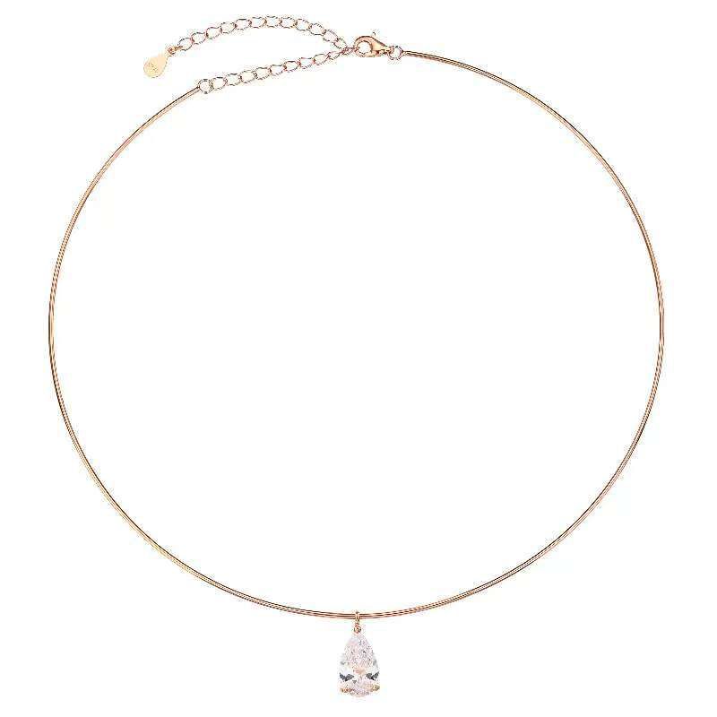 שרשרת קשיחה זהב אדום עם תיליון טיפה מודרני