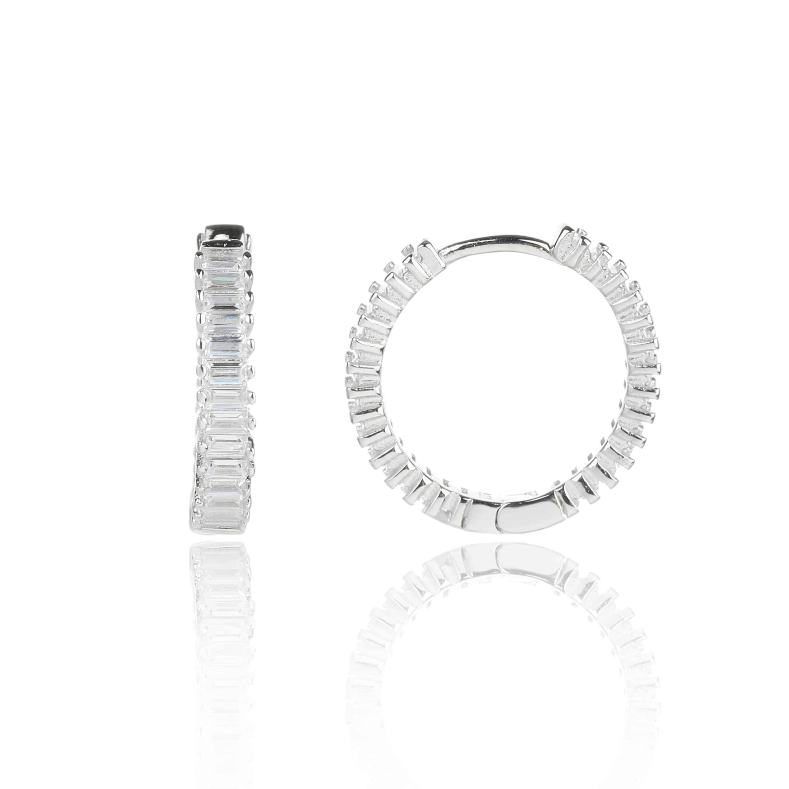 עגיל אינפינטי מכסף אמיתי עם חישוק משובץ אבני זירקון