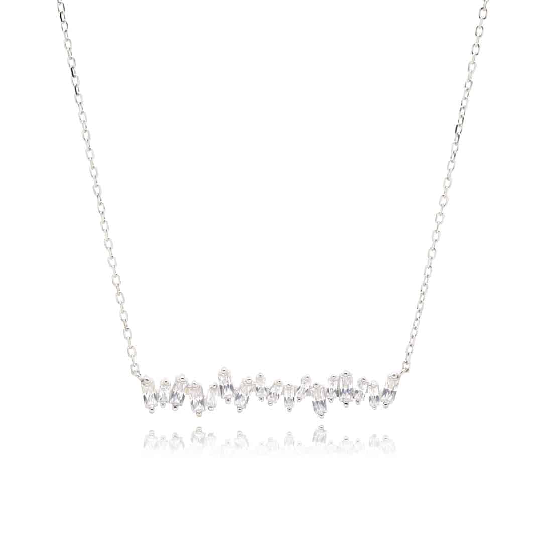 שרשרת כסף אמיתי עם תיליון שורת אבני זירקון