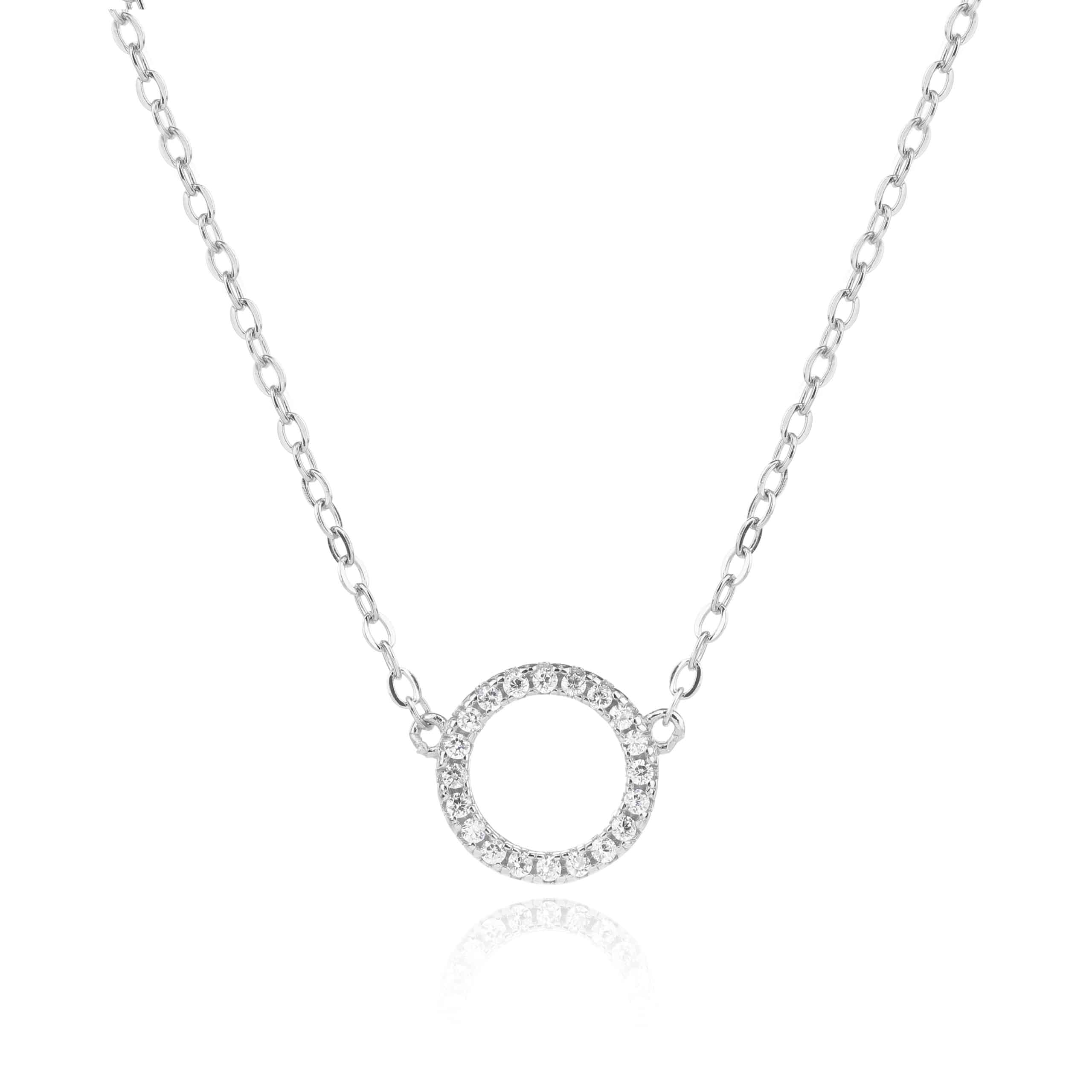 שרשרת עם תיליון מעוגל פתוח משובץ זירקון