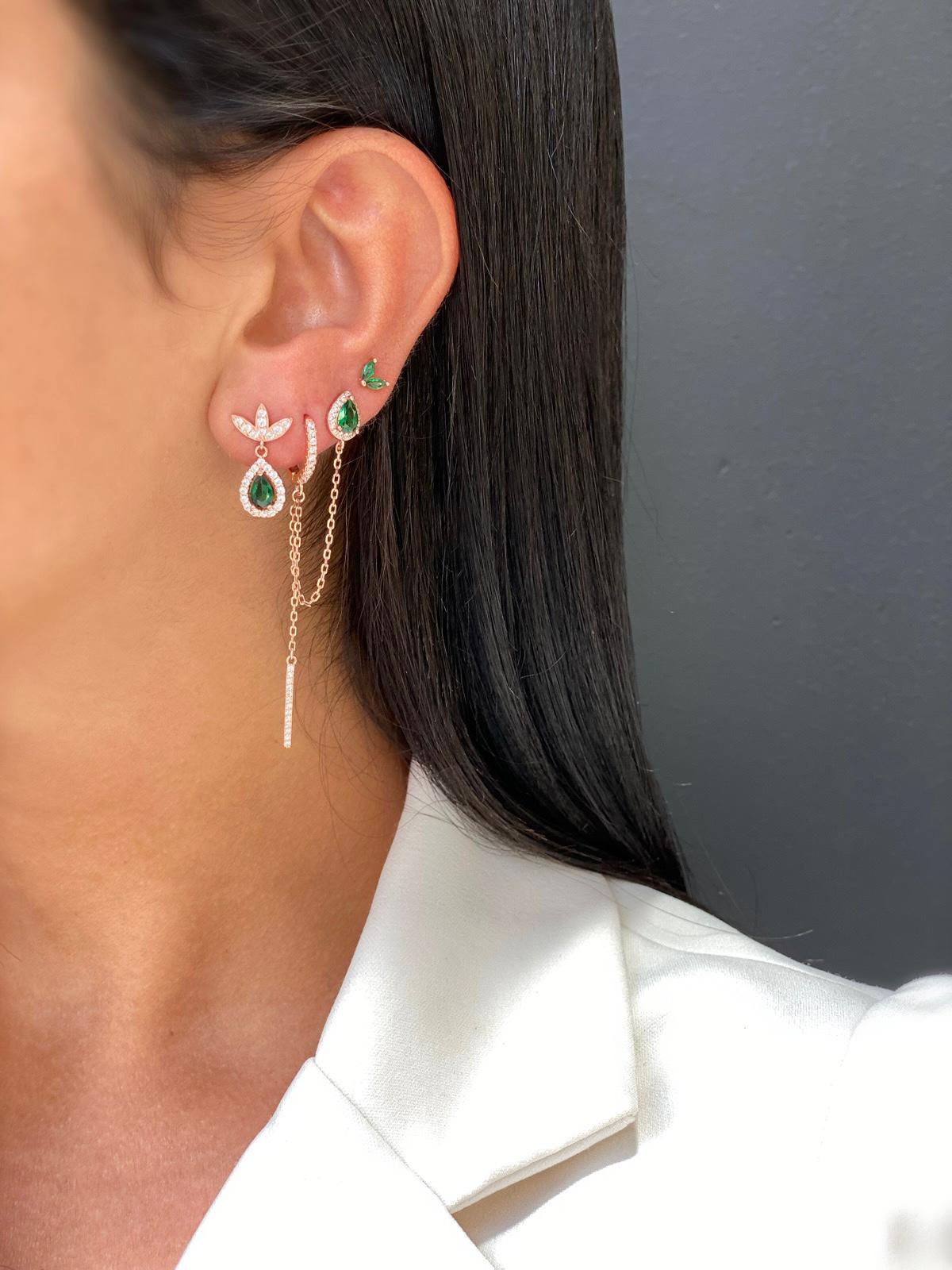 עגיל שני חורים - רוז גולד