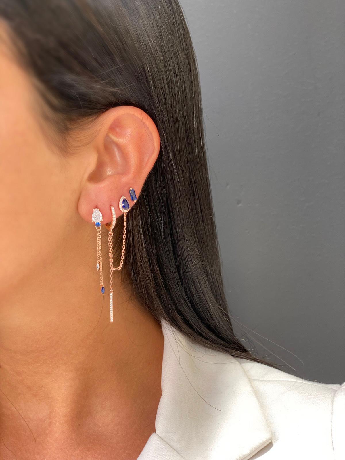 עגיל שני חורים - רוז גולד