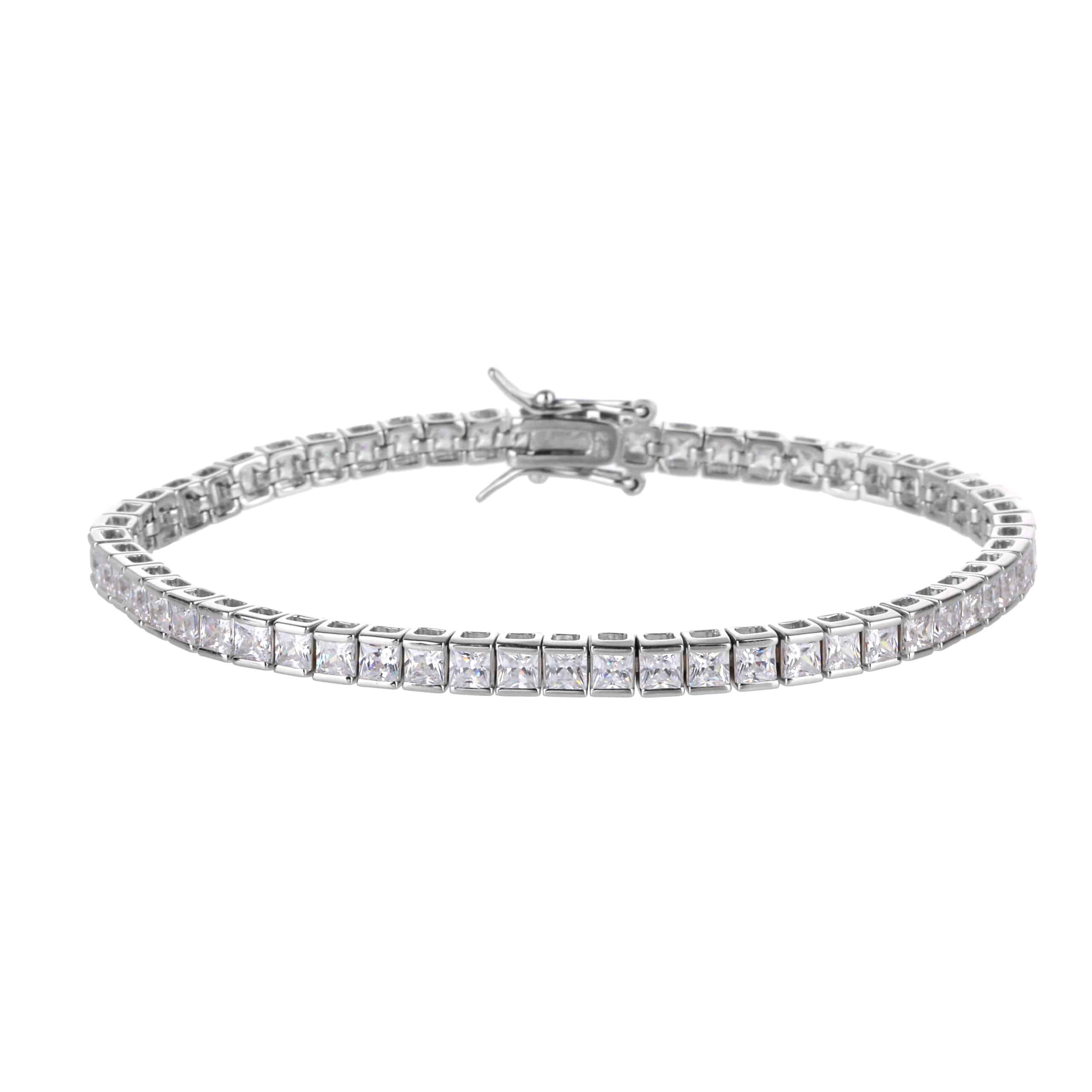 צמיד טניס מכסף 2.5 מ"מ עם אבני זרקון בגימור ישר