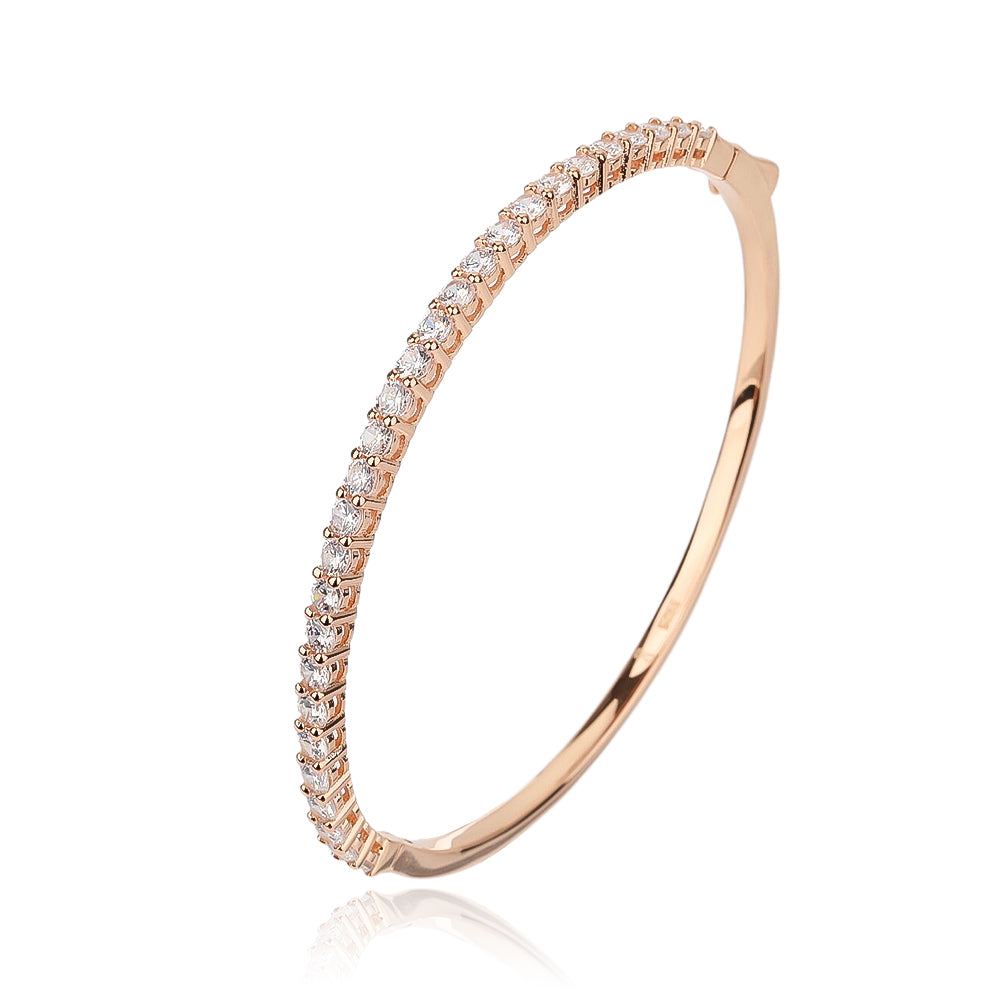 צמיד קשיח רוז גולד משובץ אבני זרקון