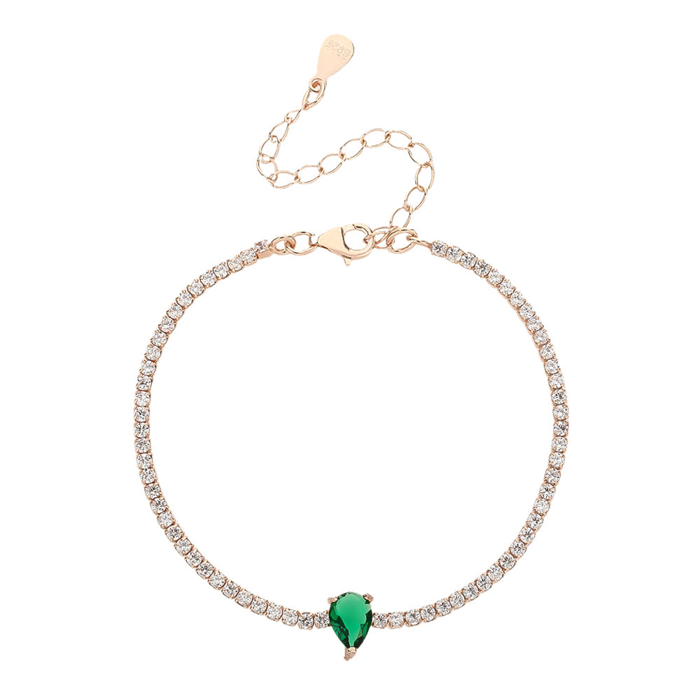 צמיד טניס רוז גולד בשילוב תיליון בצורת טיפה