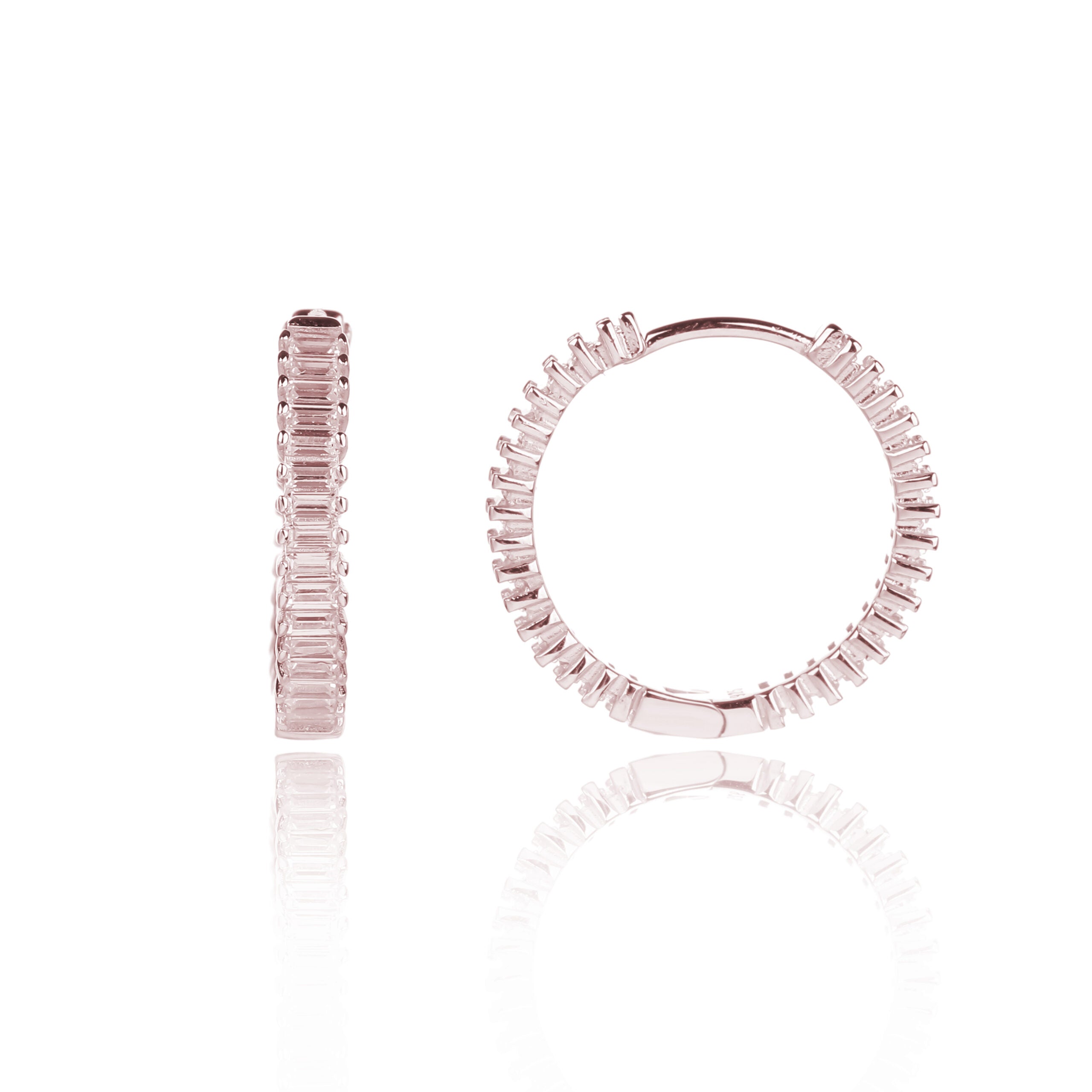 עגיל אינפינטי רוז גולד עם חישוק משובץ אבני זירקון