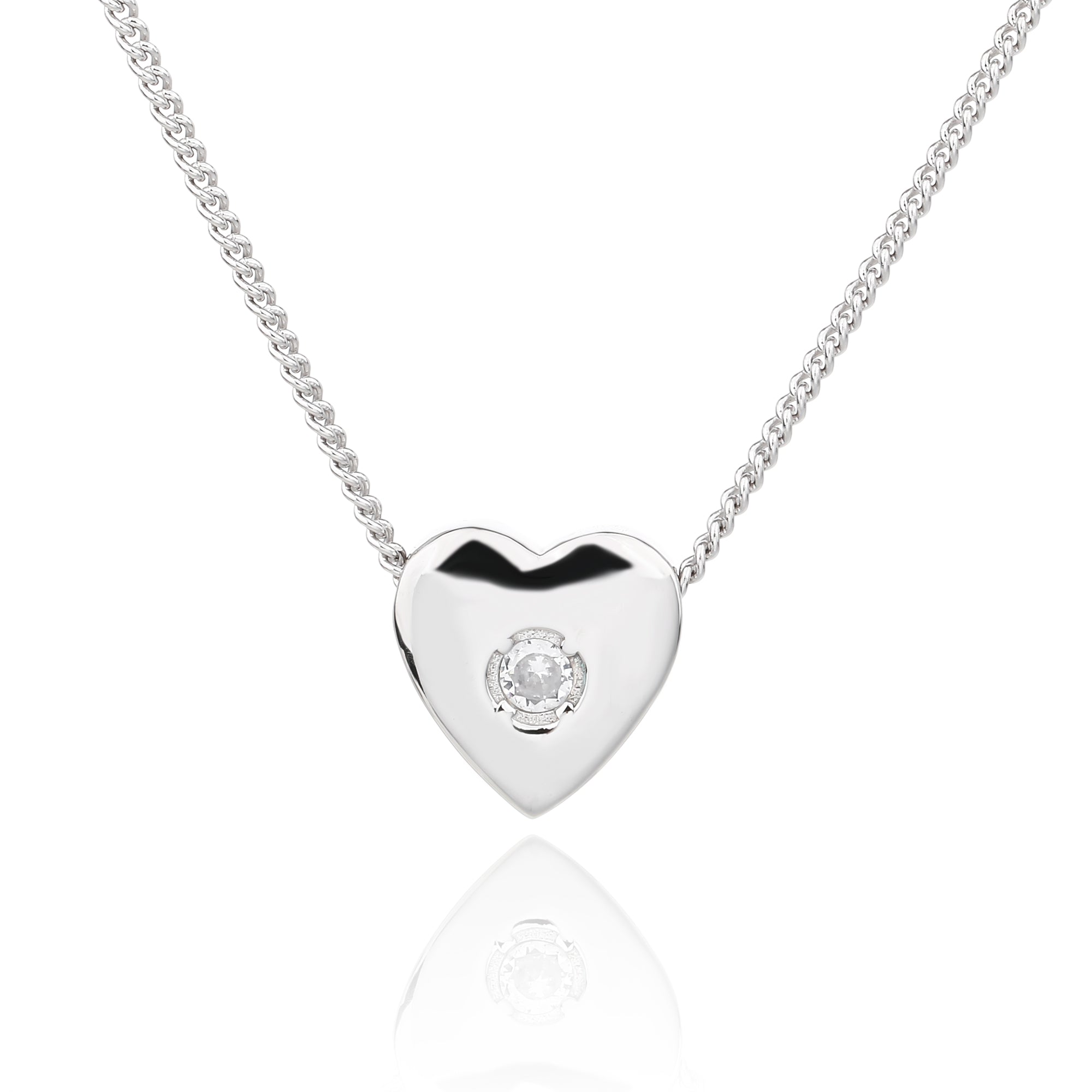 שרשרת כסף עם תיליון בצורת לב משובץ זרקון