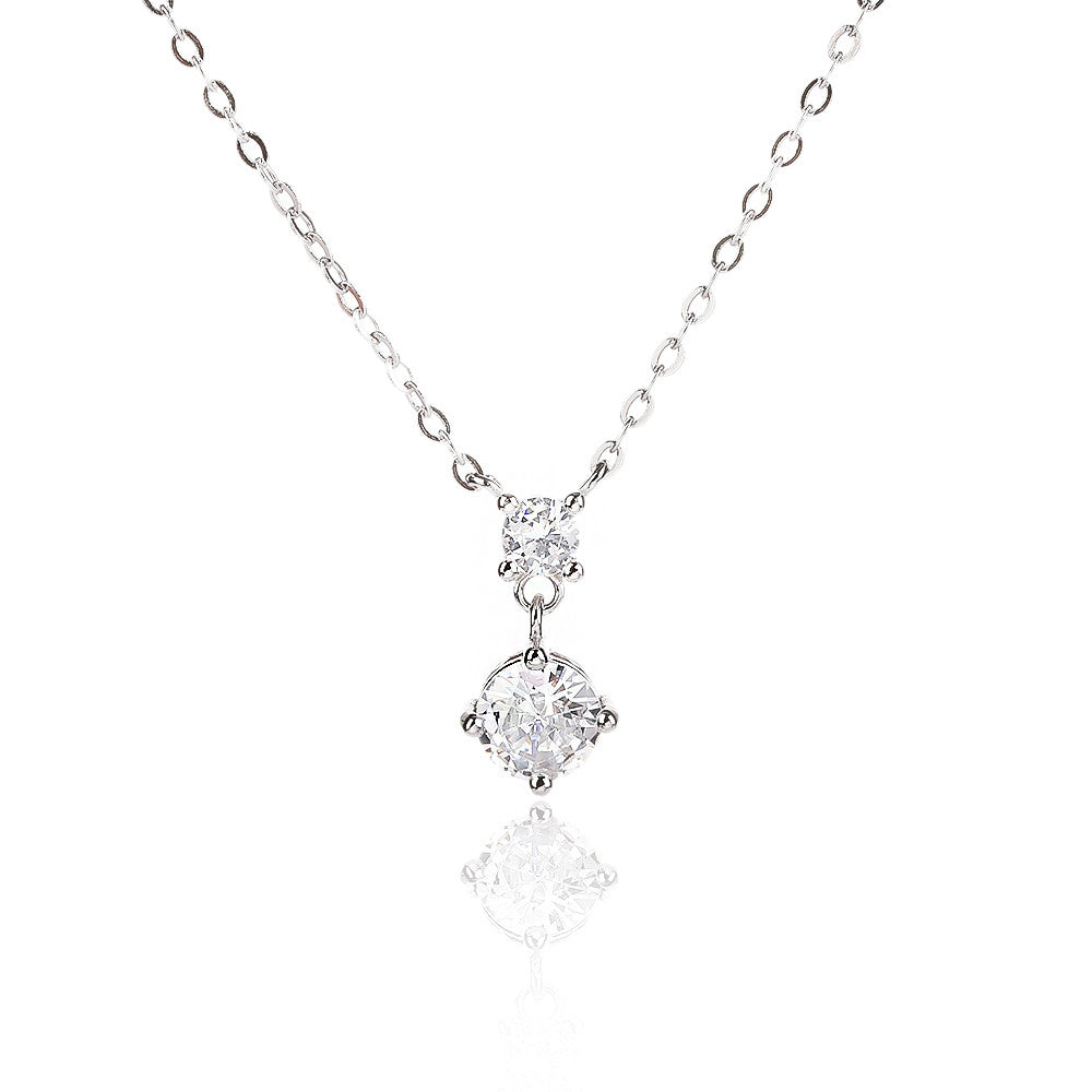 שרשרת כסף 925 עם תליון כפול ובו שתי אבני זרקון עגולות