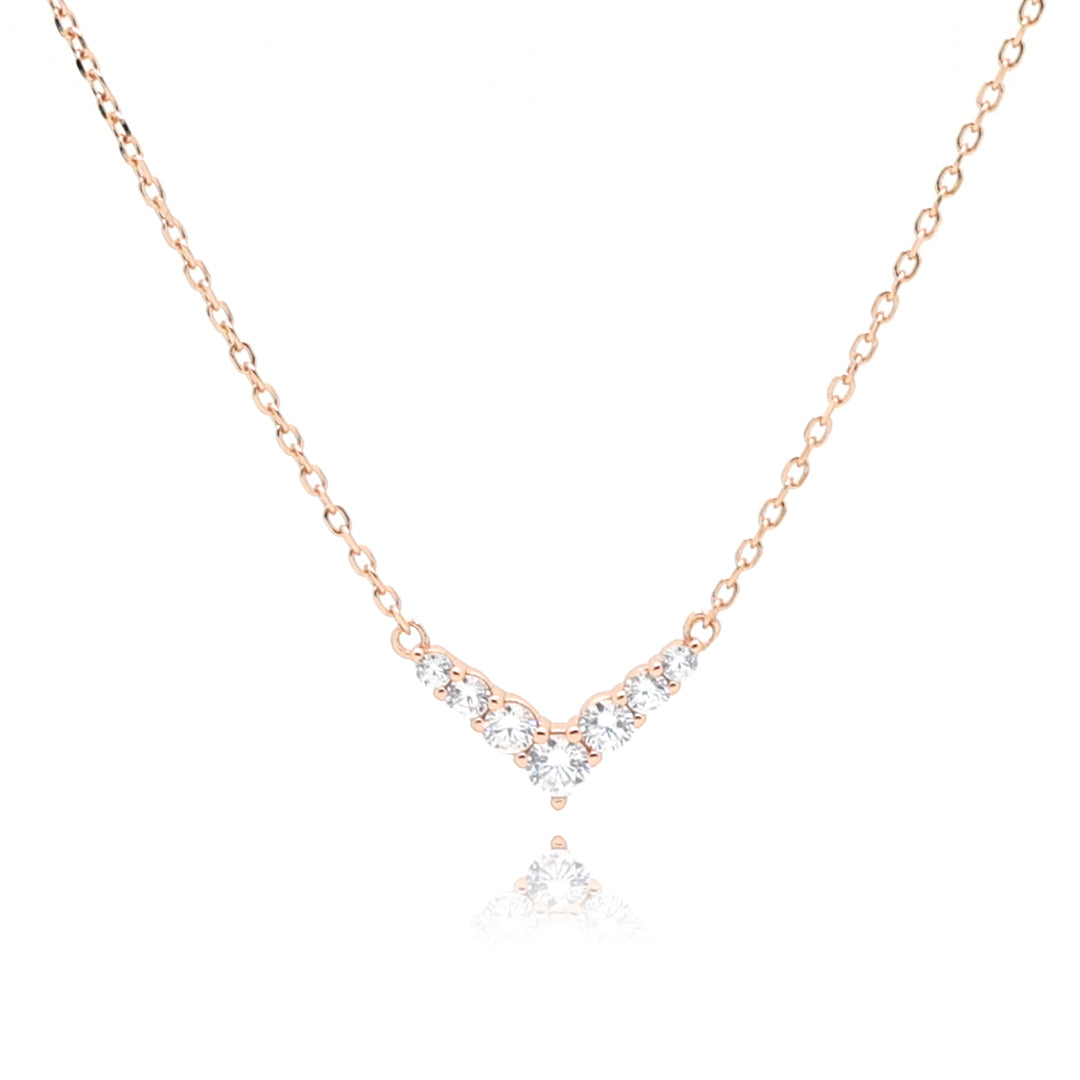 שרשרת נסיכתית רוז גולד עם אבני זרקון