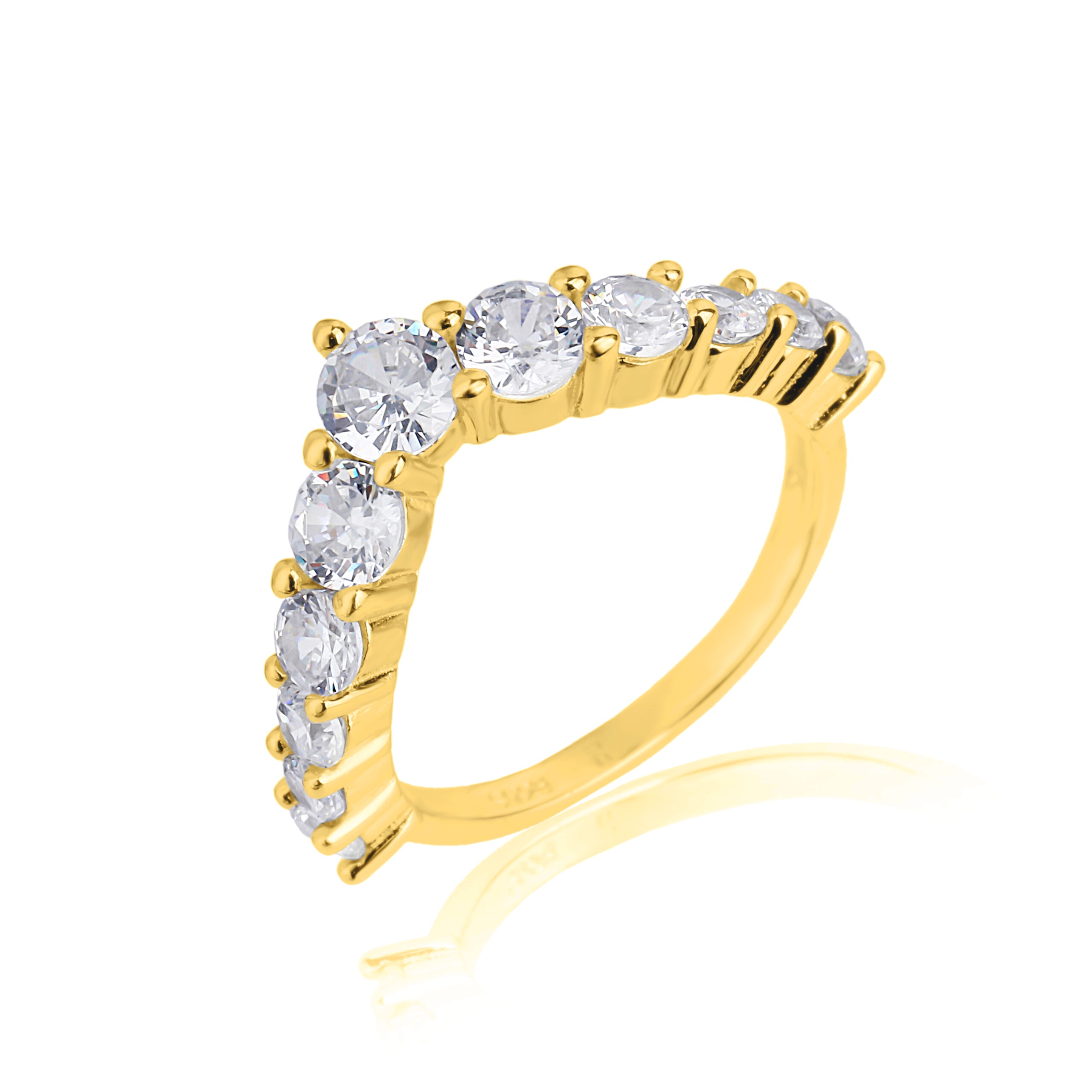 טבעת זהב עם אבן מרכזית ו-10 אבנים מלוות