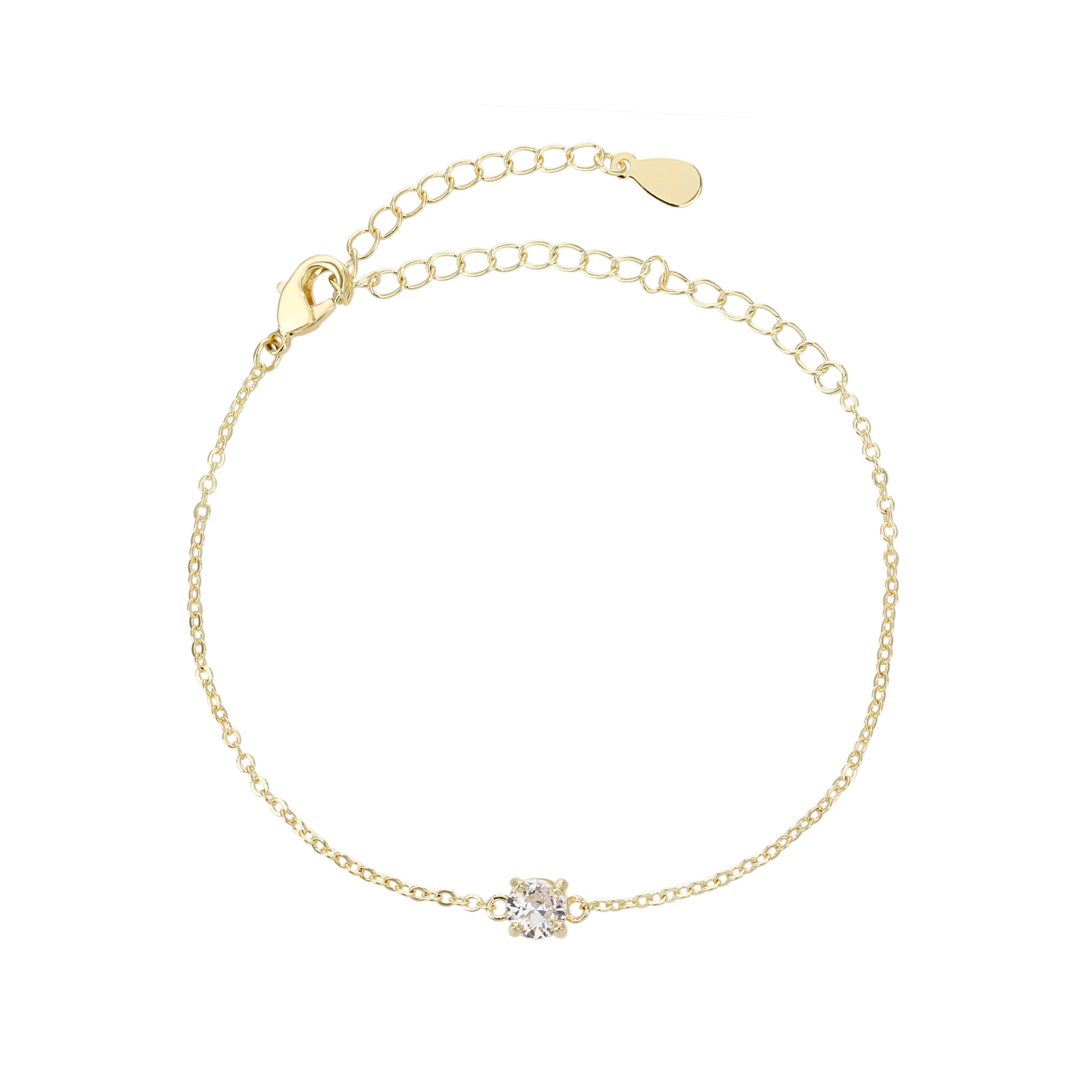 צמיד עדין בציפוי זהב 14 קראט משובץ זרקון