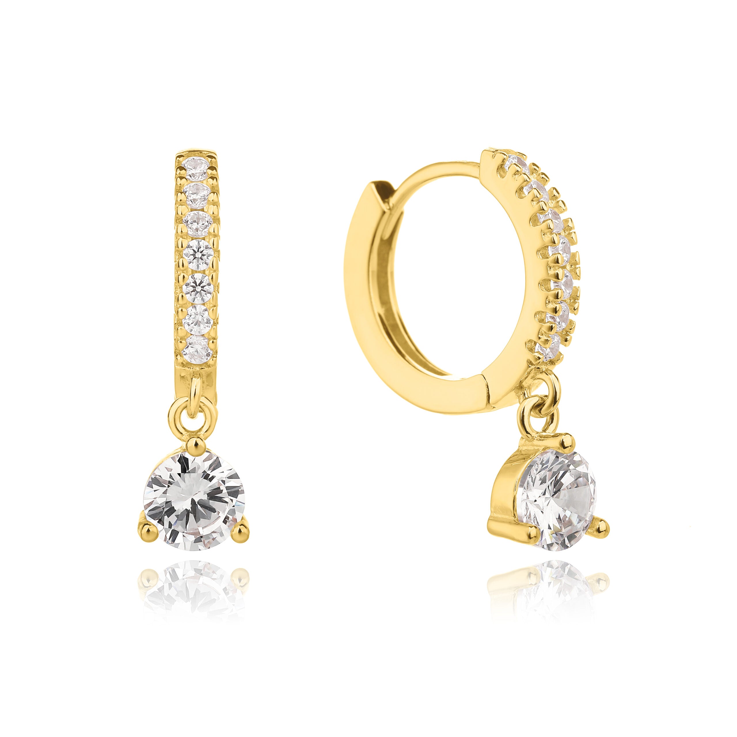 זוג עגילים נופלים משולבים בתיליון זרקון