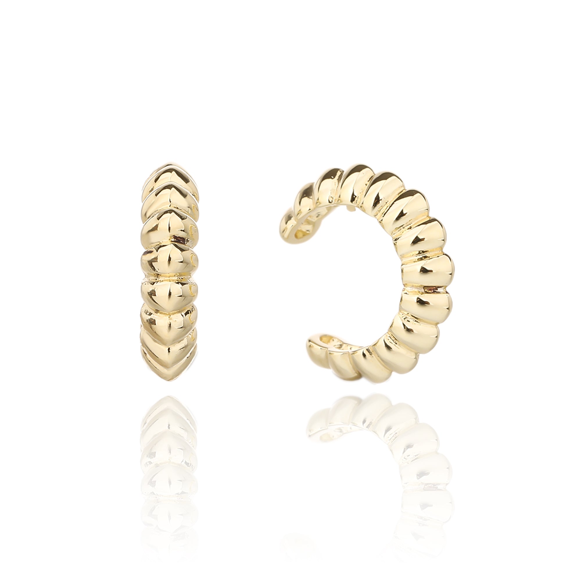 עגילי חישוק עבים ללא צורך בחור בציפוי זהב (6.5 מ"מ)