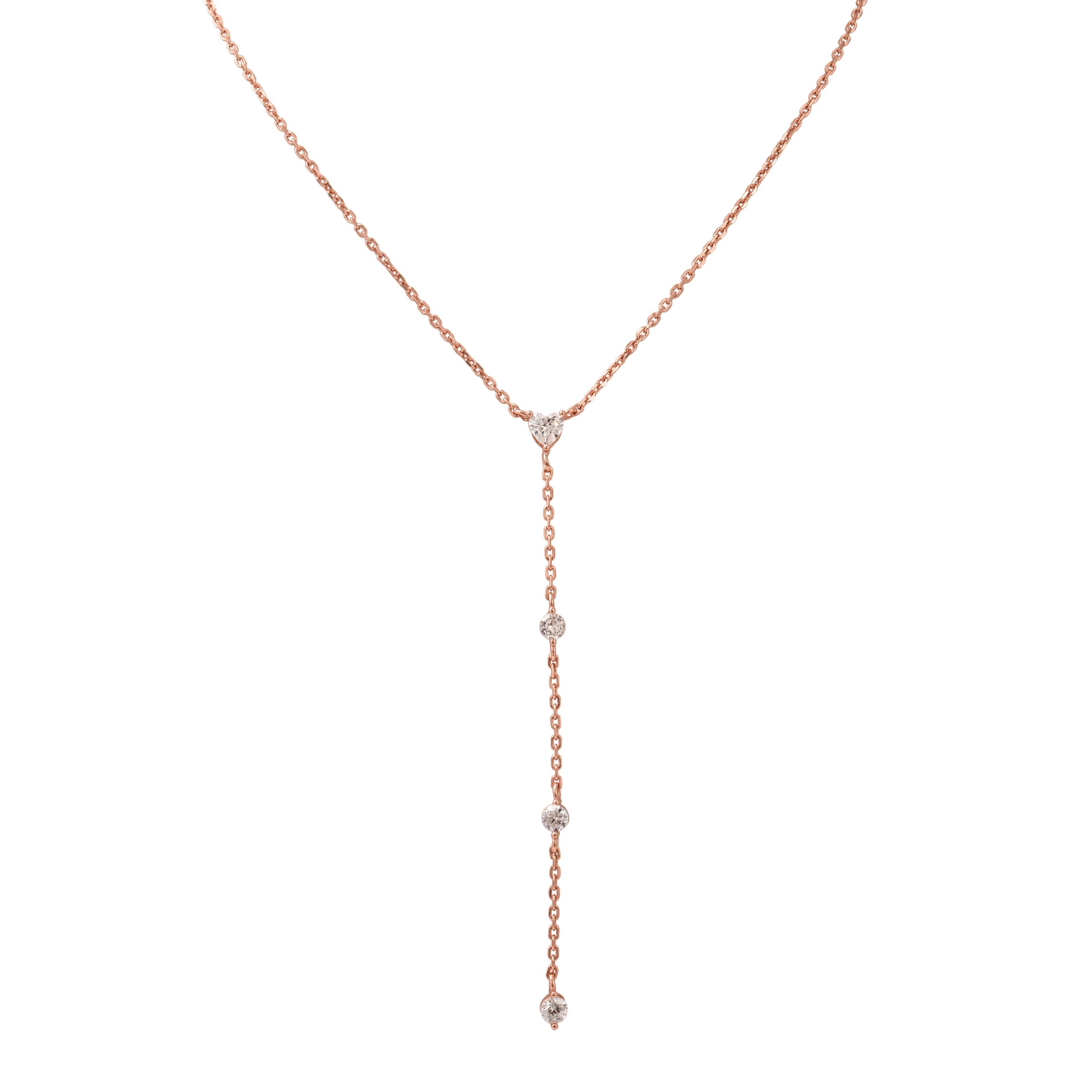 שרשרת עניבה רוז גולד עם ואבני זרקון מבהיקות