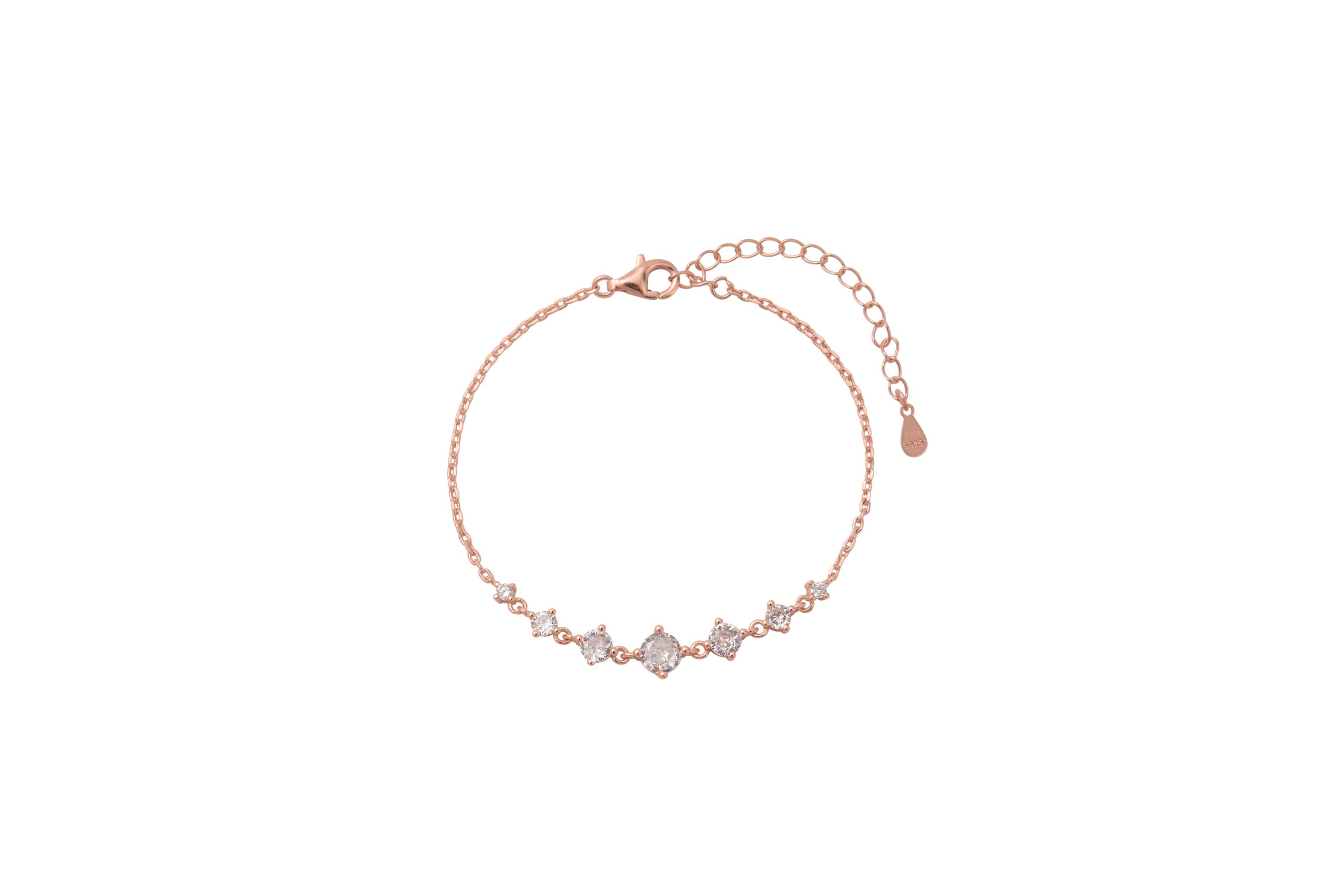 צמיד עדין רוז גולד עם 7 אבני זרקון