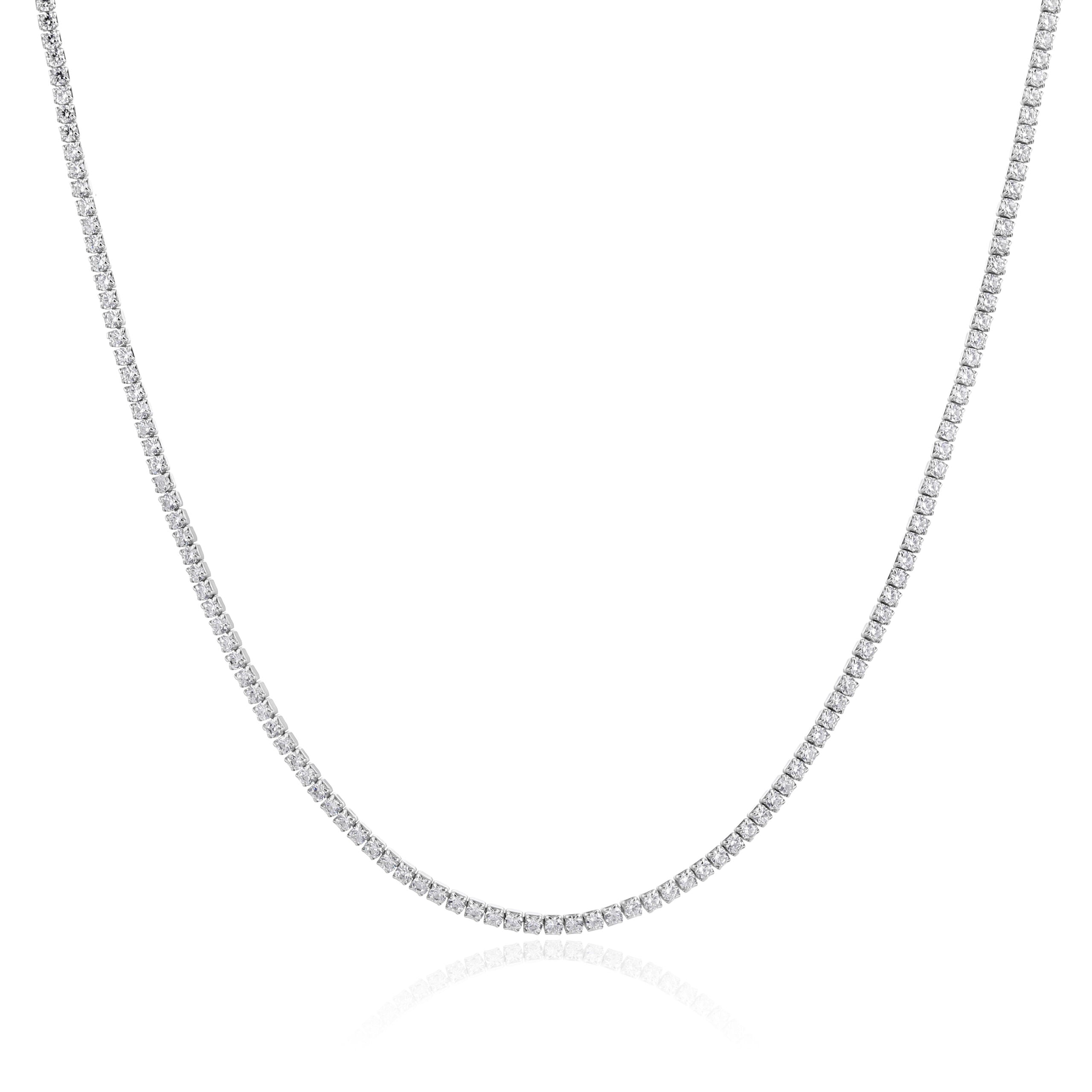 שרשרת קולר (צ'וקר) טניס מכסף אמיתי