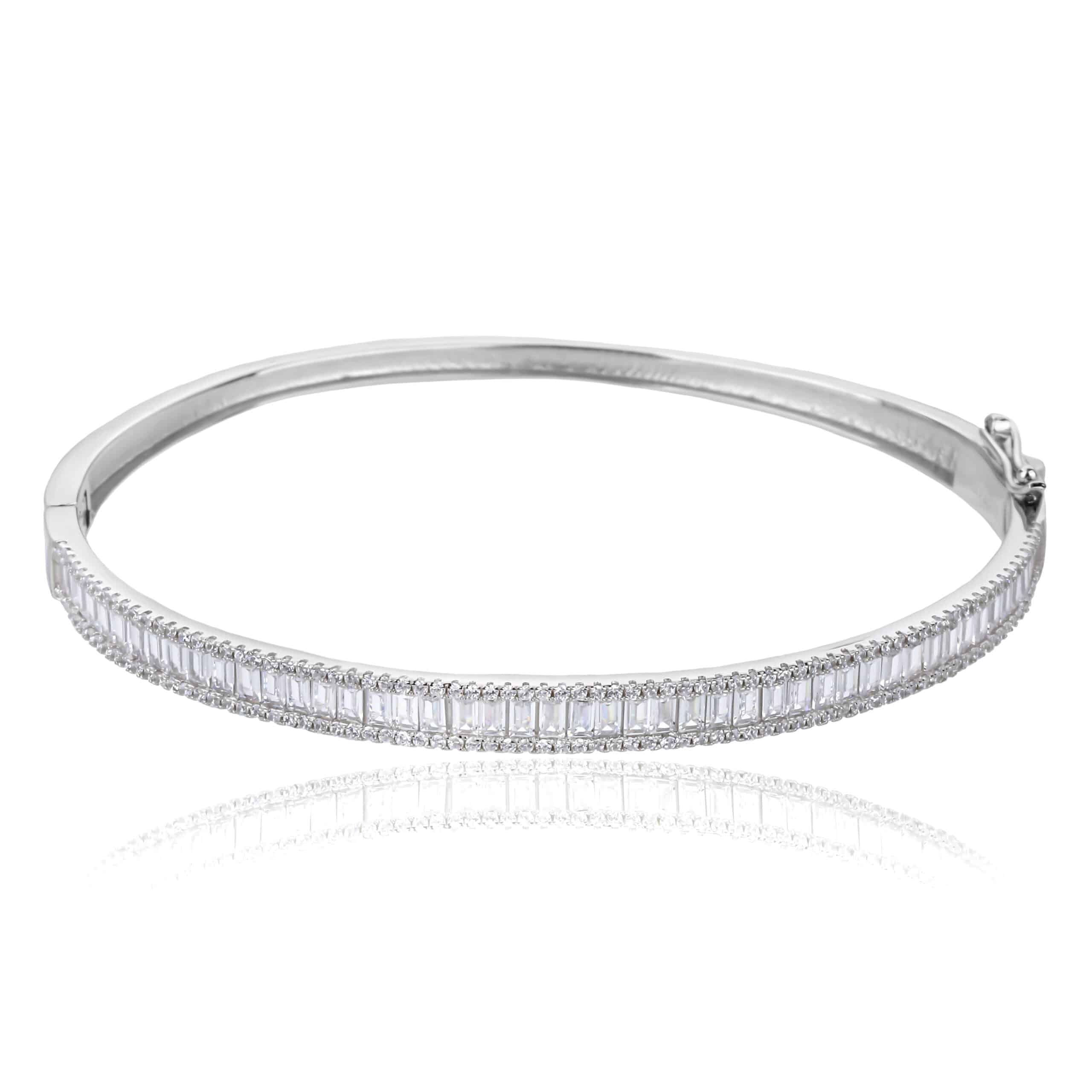 צמיד קשיח מכסף טהור 925 משובץ זרקונים