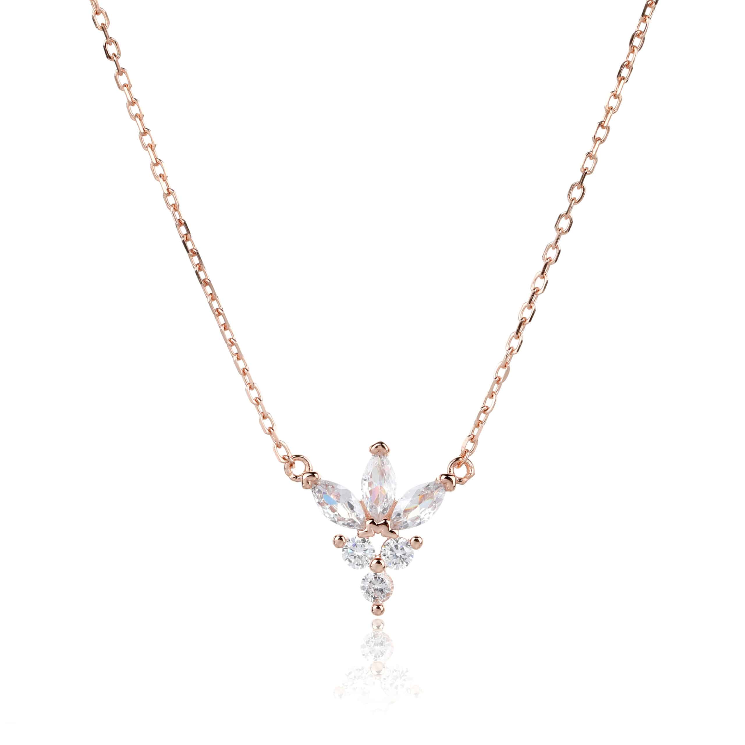 שרשרת הפרח הנוצץ - רוז גולד בשיבוץ אבני זירקון