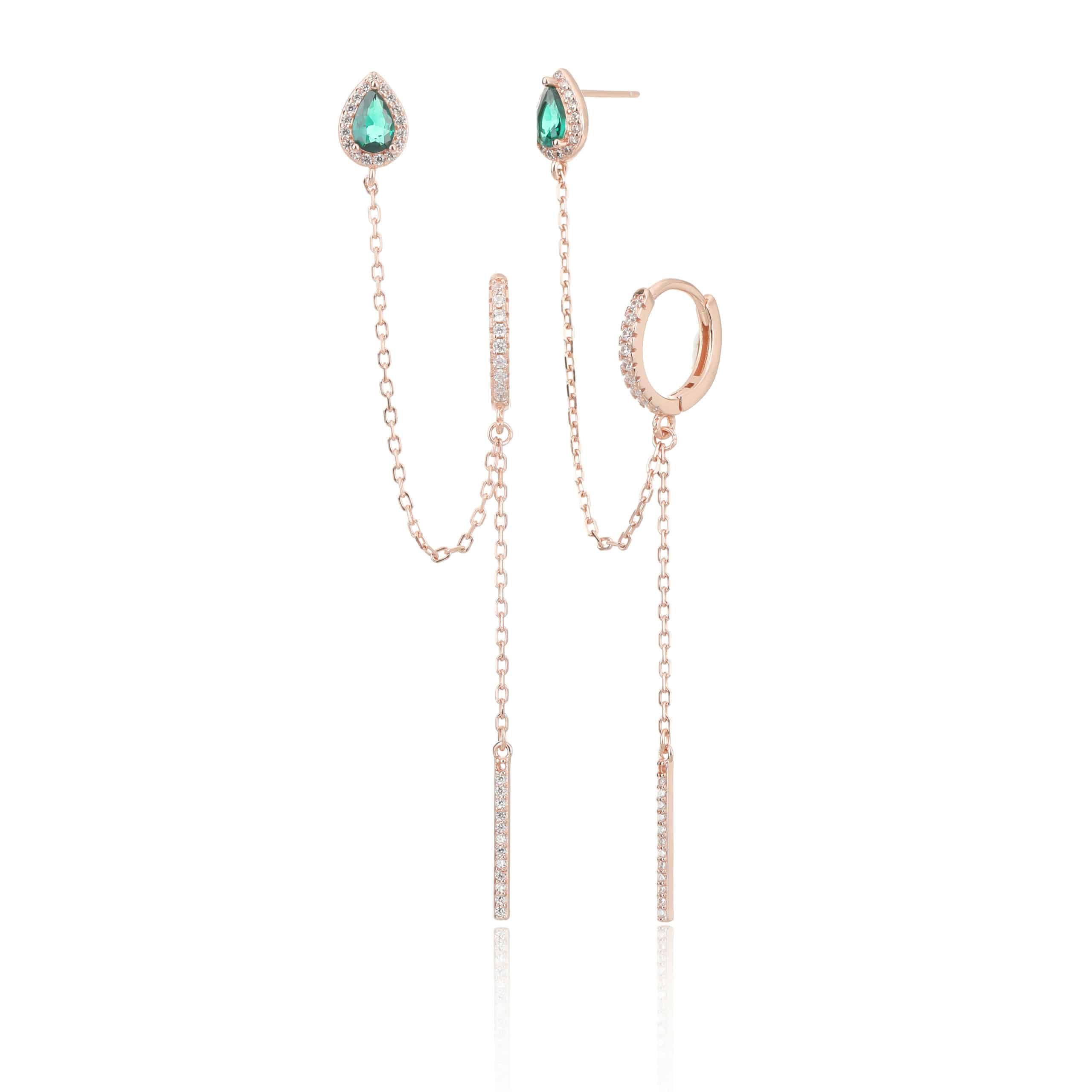 עגיל שני חורים - רוז גולד