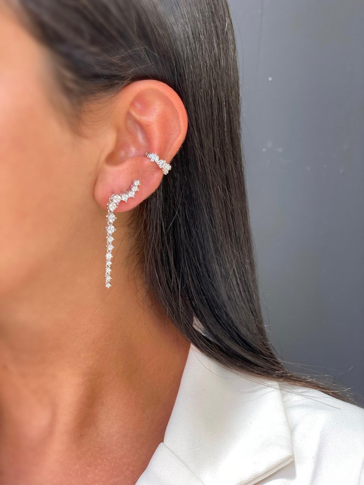 עגילים נופלים מכסף המשובצים שרשרת תלויה של זירקונים