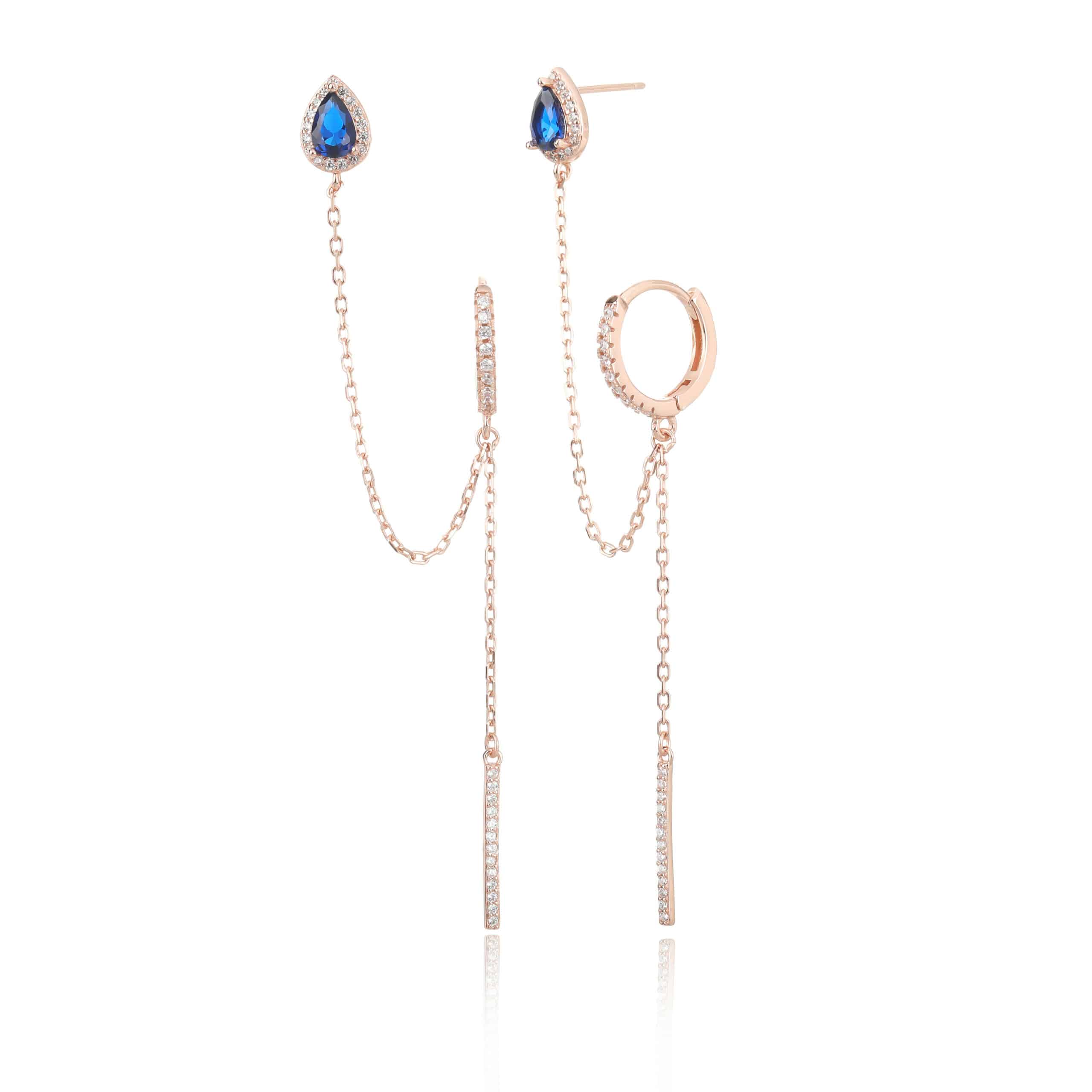 עגיל שני חורים - רוז גולד