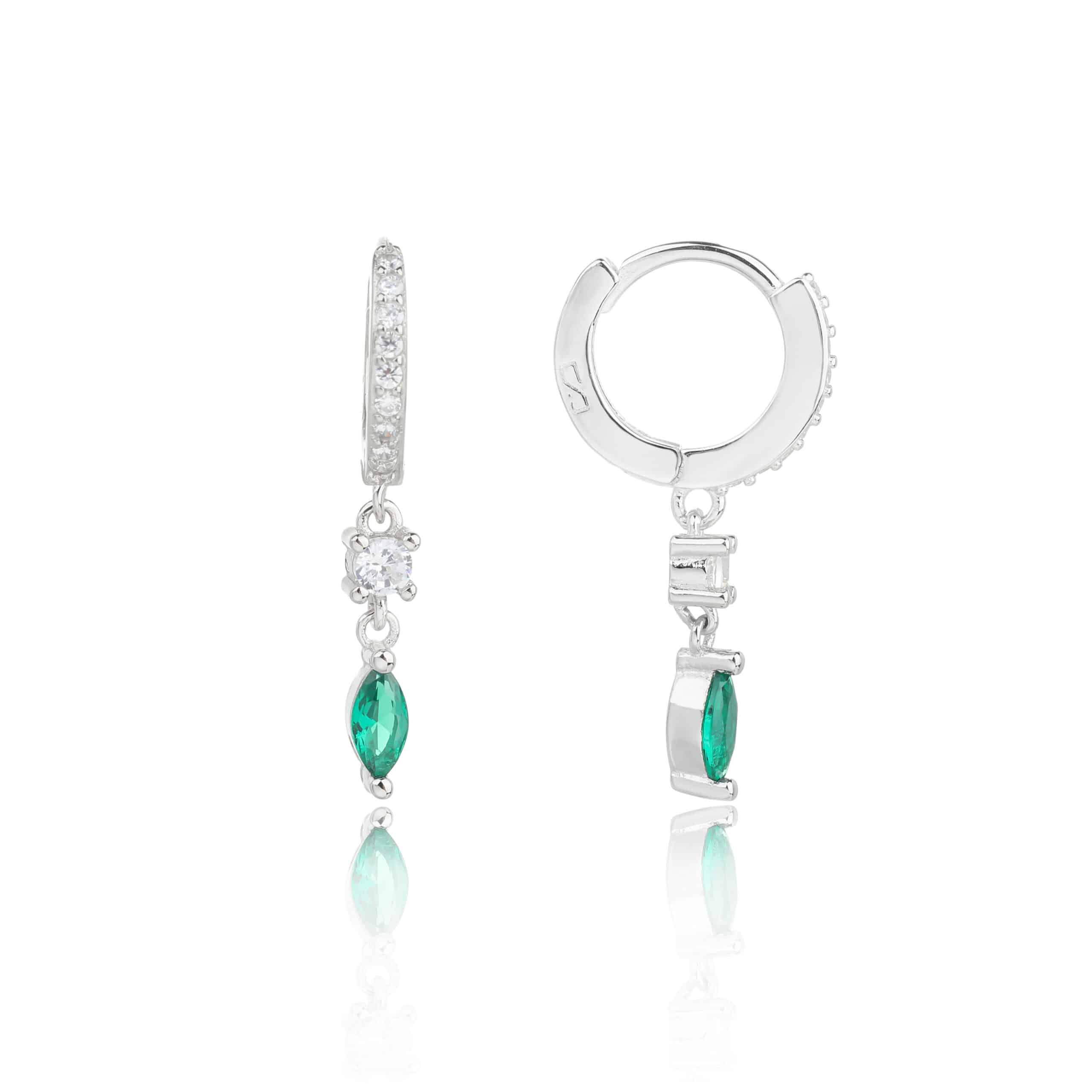 עגילים תלויים מכסף המעוצבים עם אבן חן