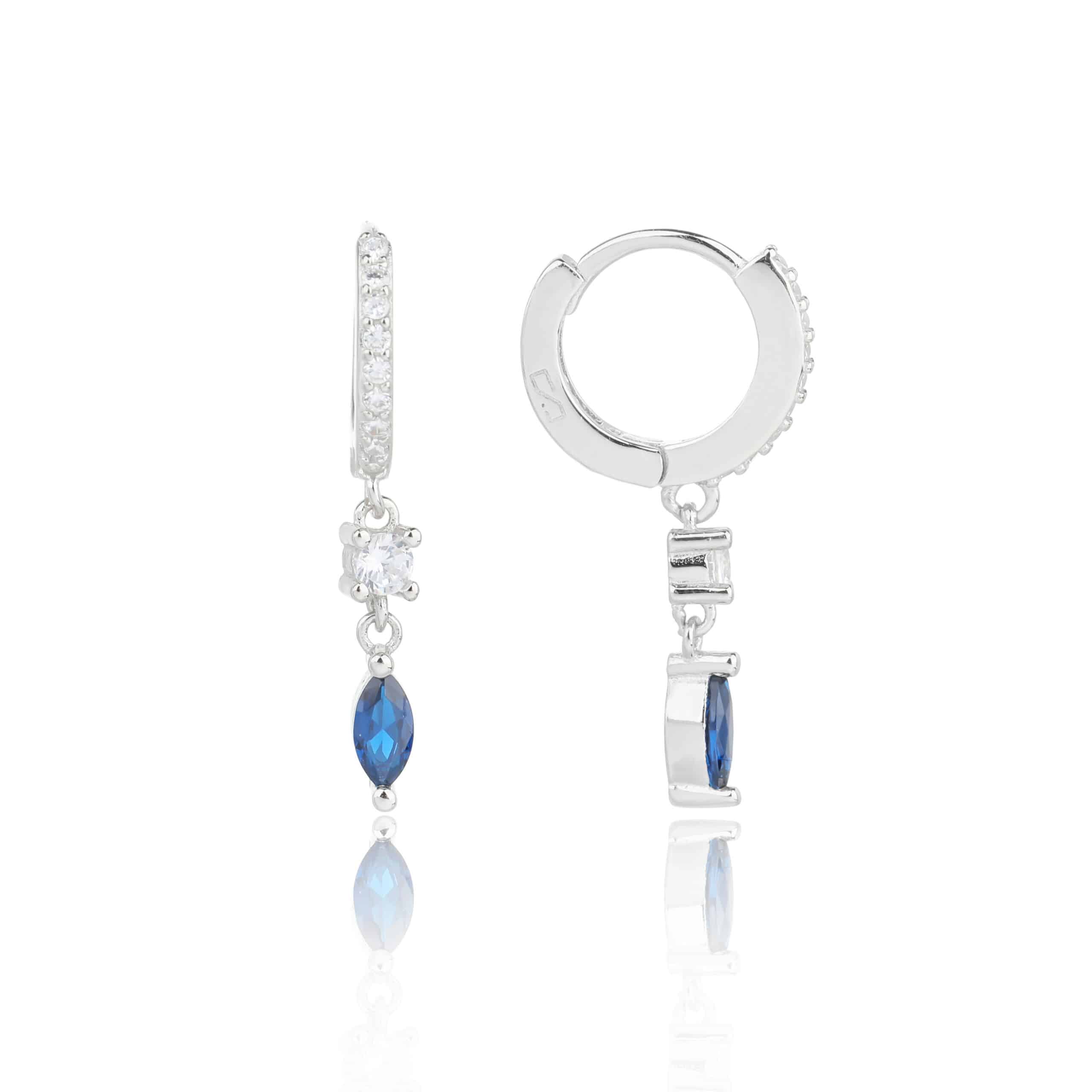 עגילים תלויים מכסף המעוצבים עם אבן חן