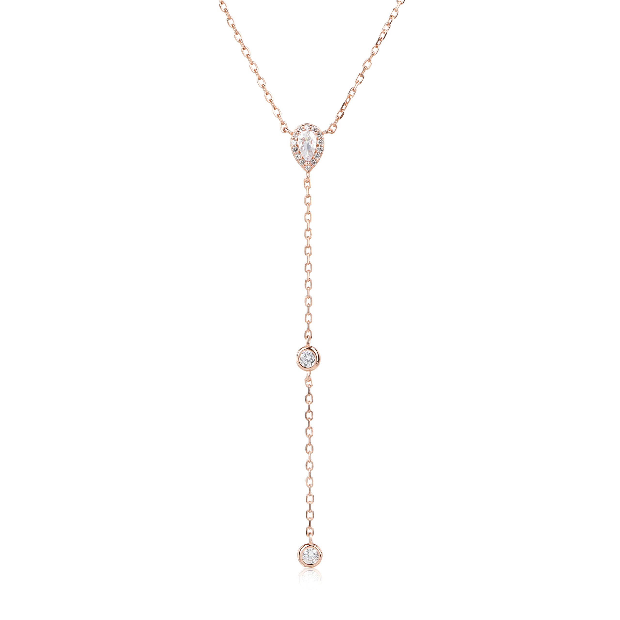 שרשרת בעיצוב עניבה מזהב אדום עם תיליון עליון צבעוני