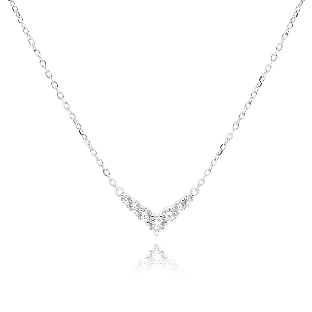 שרשרת כסף אמיתי עם 7 אבני זירקון שגדלות לאמצע