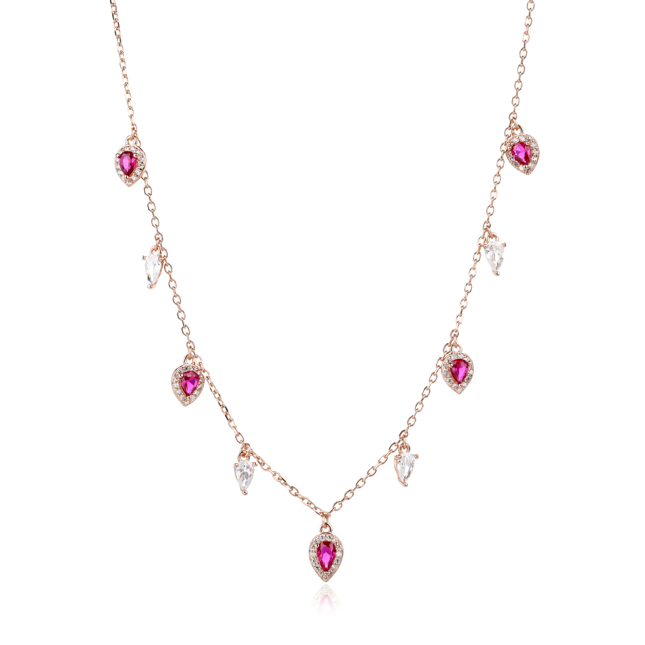 שרשרת מרובת תיליונים מכסף בציפוי רוז גולד