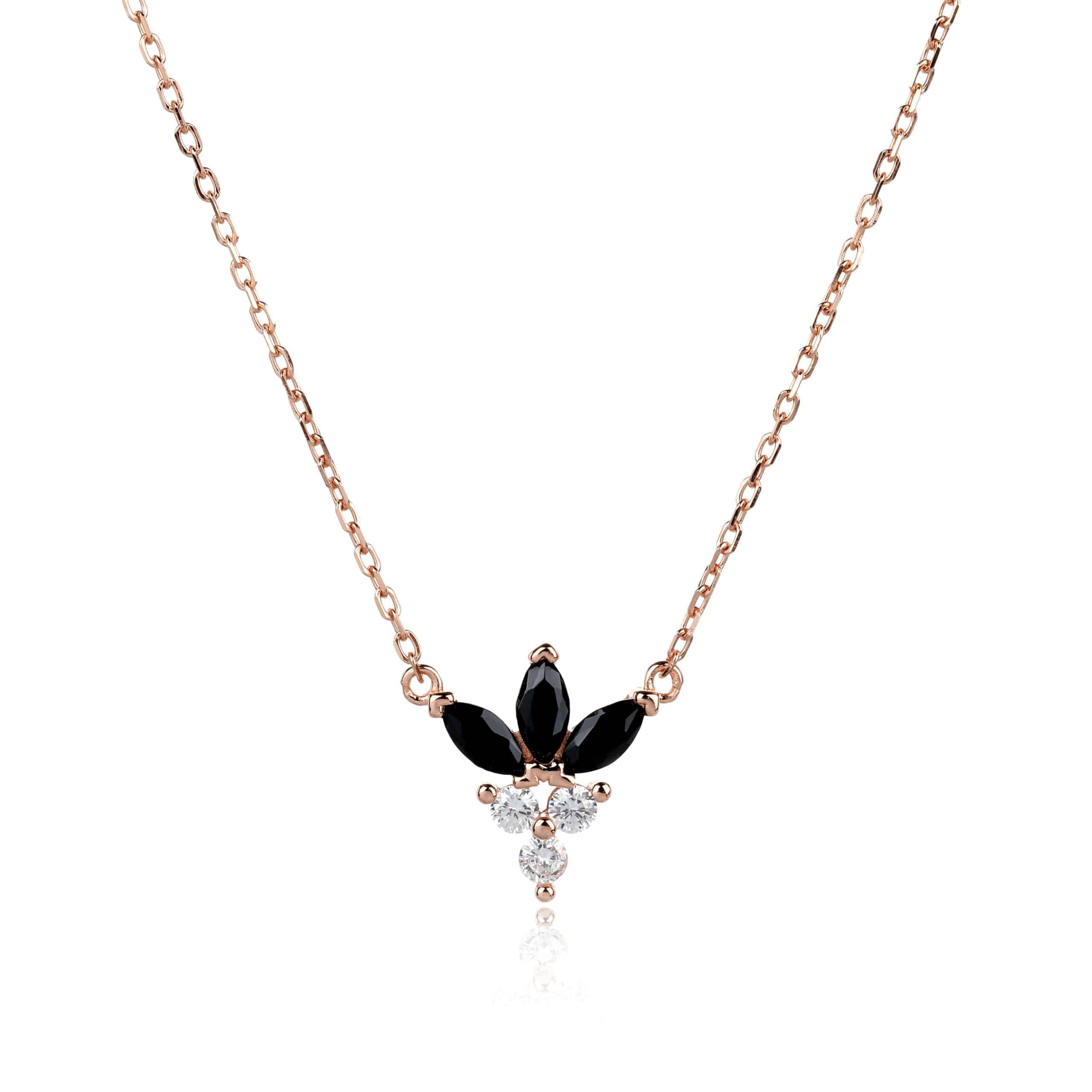 שרשרת הפרח הנוצץ - רוז גולד בשיבוץ אבני זירקון